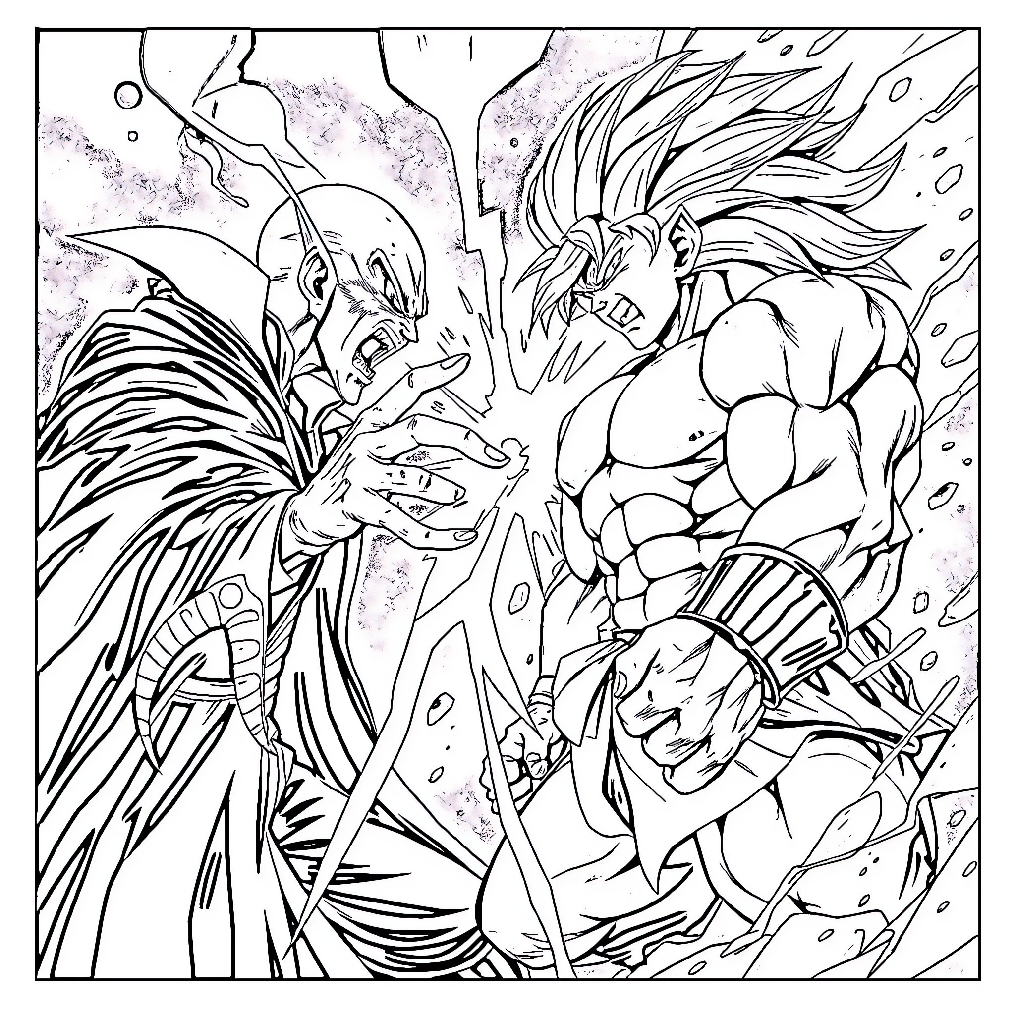 Nosferatu's Clash of Otherworldly Beings Coloring Page (free black-and-white line drawing printable PDF for all, from beginners to advanced learners, including children, teens, adults, and seniors)