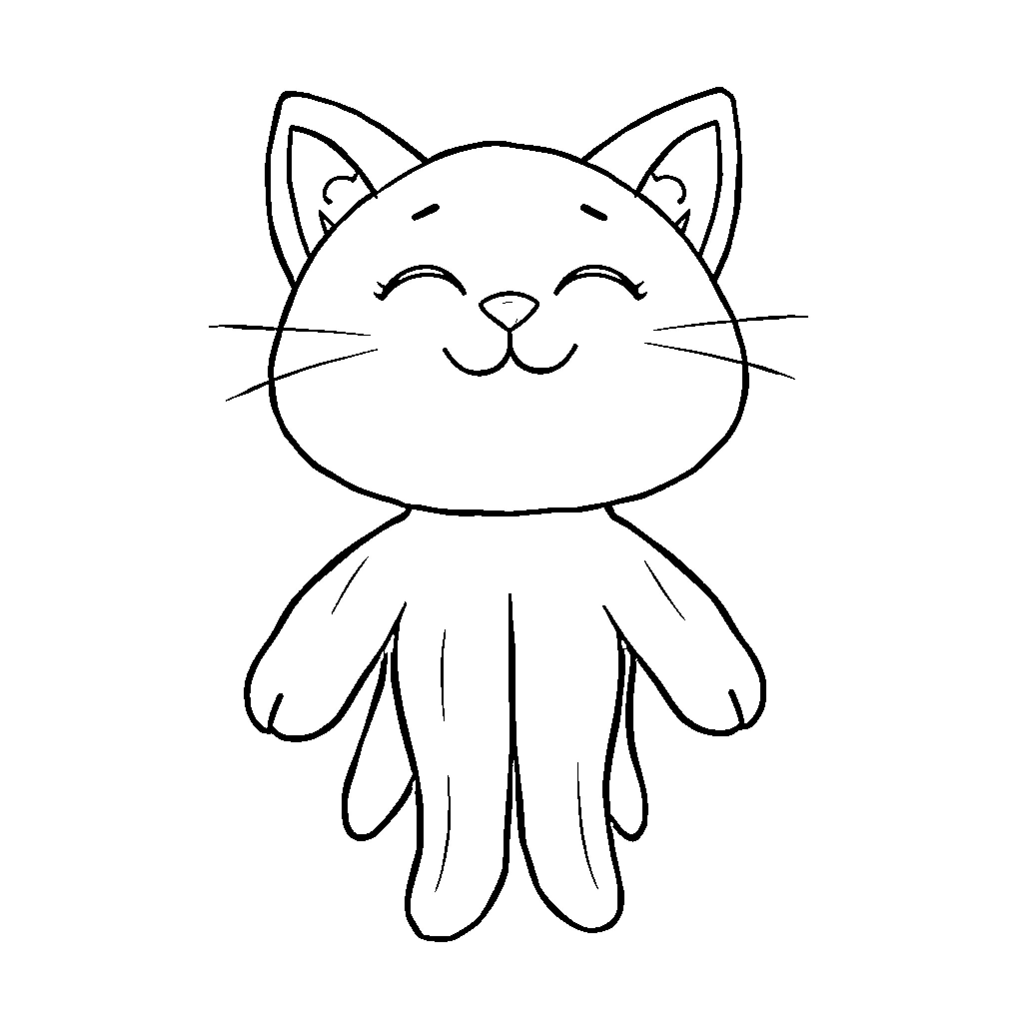 Coral Kitten with Playful Expression Coloring Page (free black-and-white line drawing printable PDF for all, from beginners to advanced learners, including children, teens, adults, and seniors)