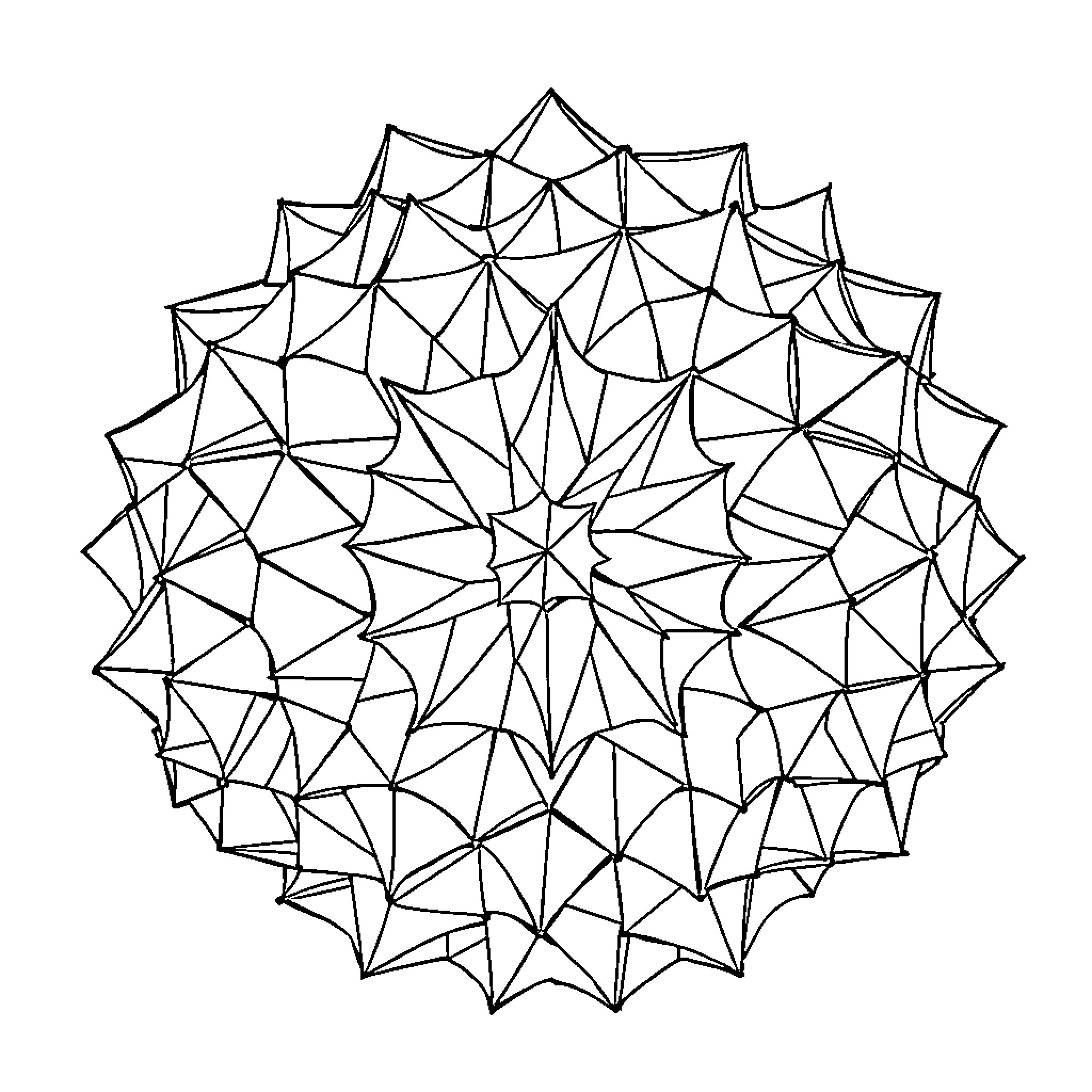Polygon geometric abstract shapes pattern Coloring Page (free black-and-white line drawing printable PDF for all, from beginners to advanced learners, including children, teens, adults, and seniors)