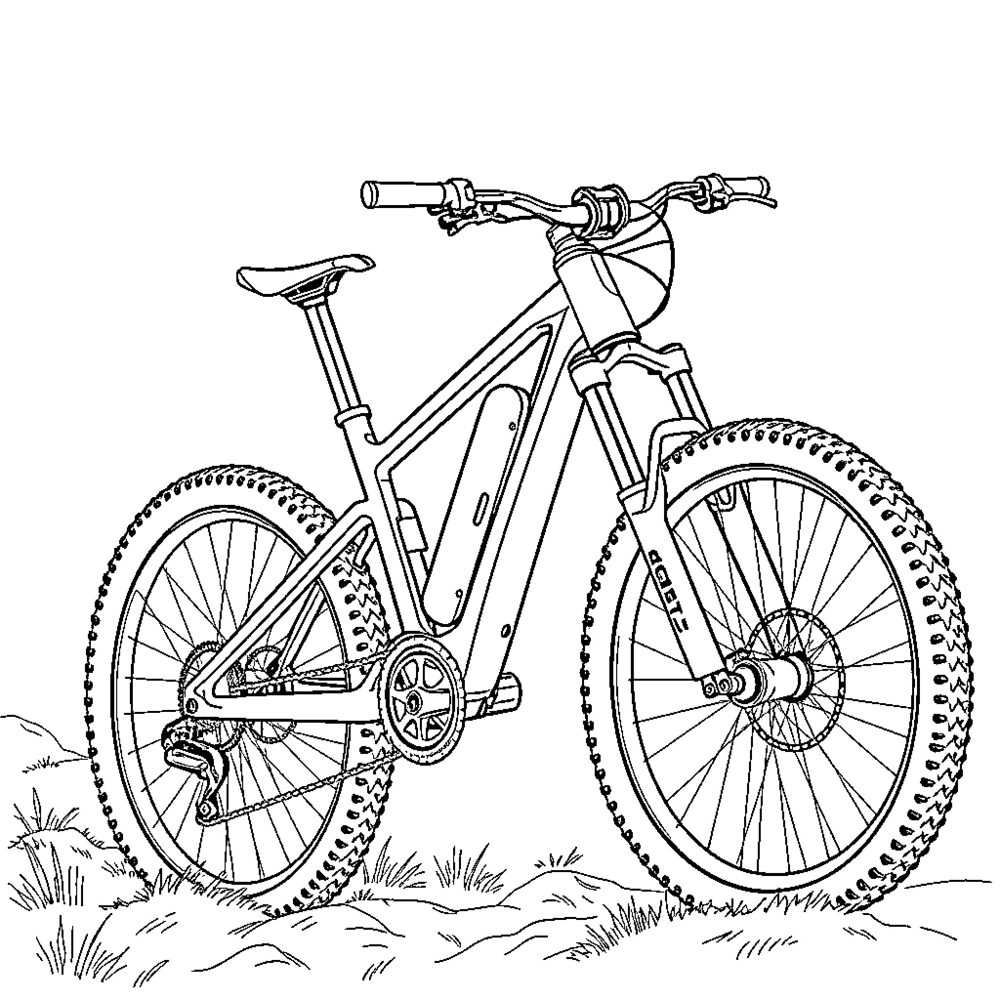 Bicycle in the Outdoors Coloring Page (free black-and-white line drawing printable PDF for all, from beginners to advanced learners, including children, teens, adults, and seniors)