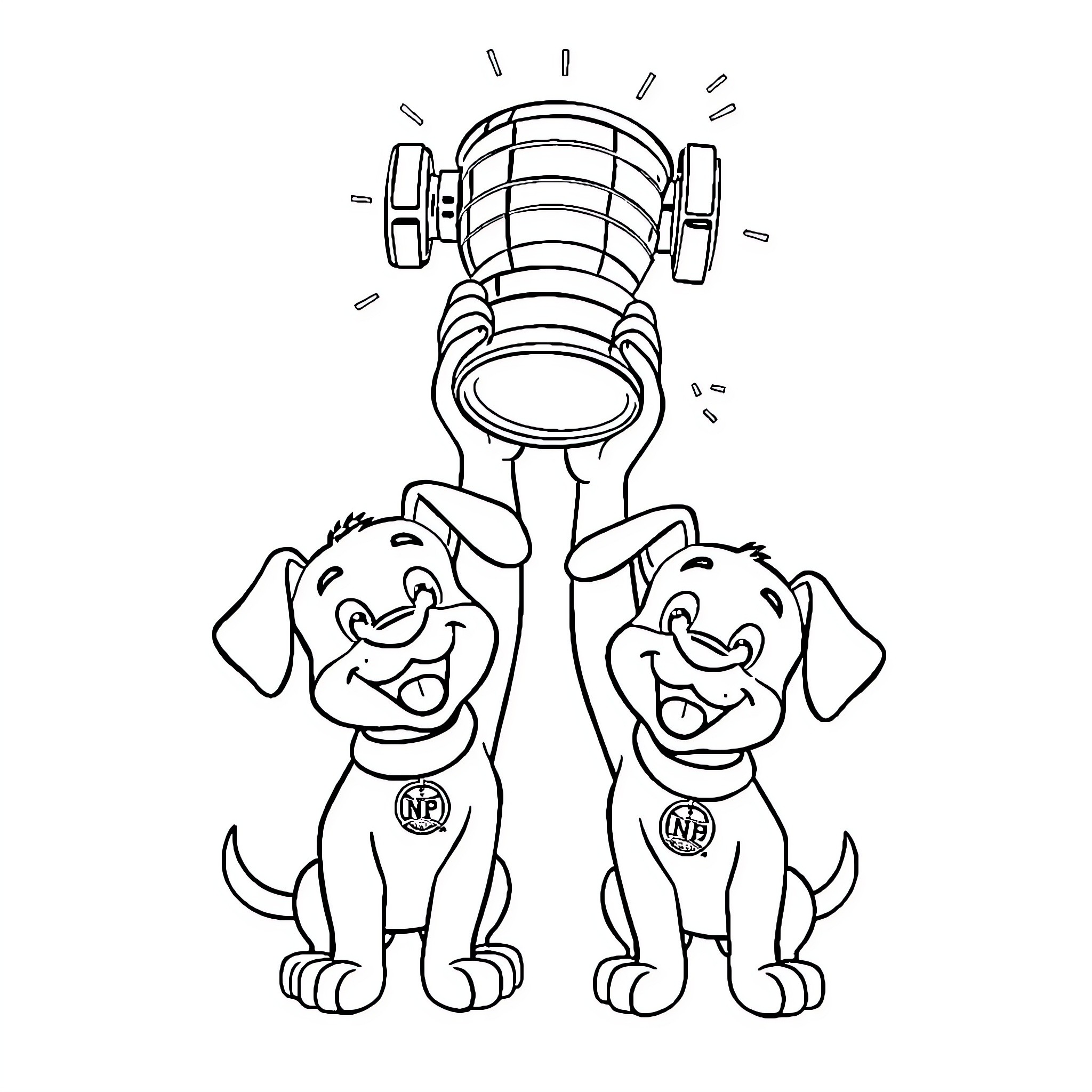 Bluey and Friends Explore a Spotlighting Adventure Coloring Page (free black-and-white line drawing printable PDF for all, from beginners to advanced learners, including children, teens, adults, and seniors)