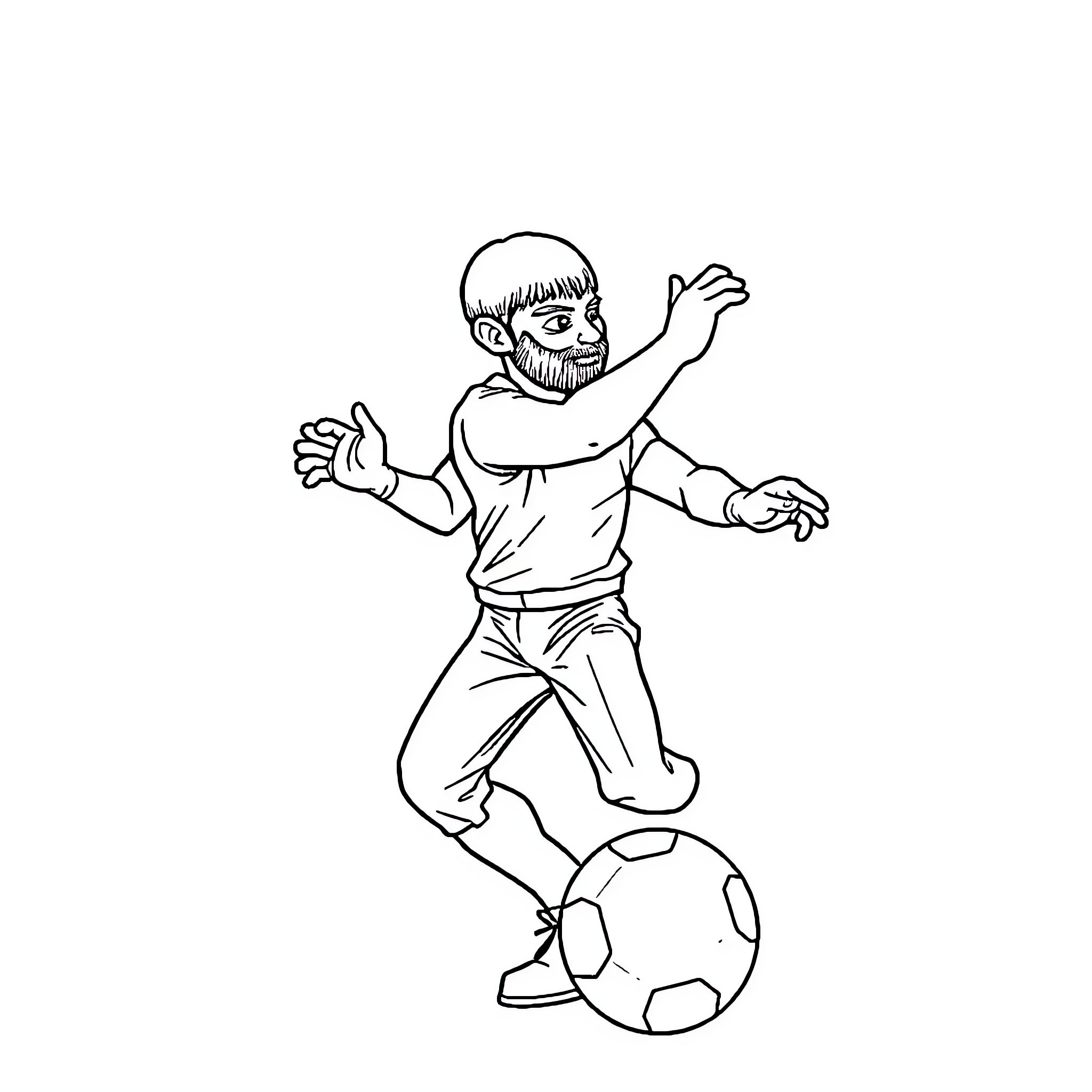 O Mirco Vladimoff playing with soccer ball Coloring Page (free black-and-white line drawing printable PDF for all, from beginners to advanced learners, including children, teens, adults, and seniors)