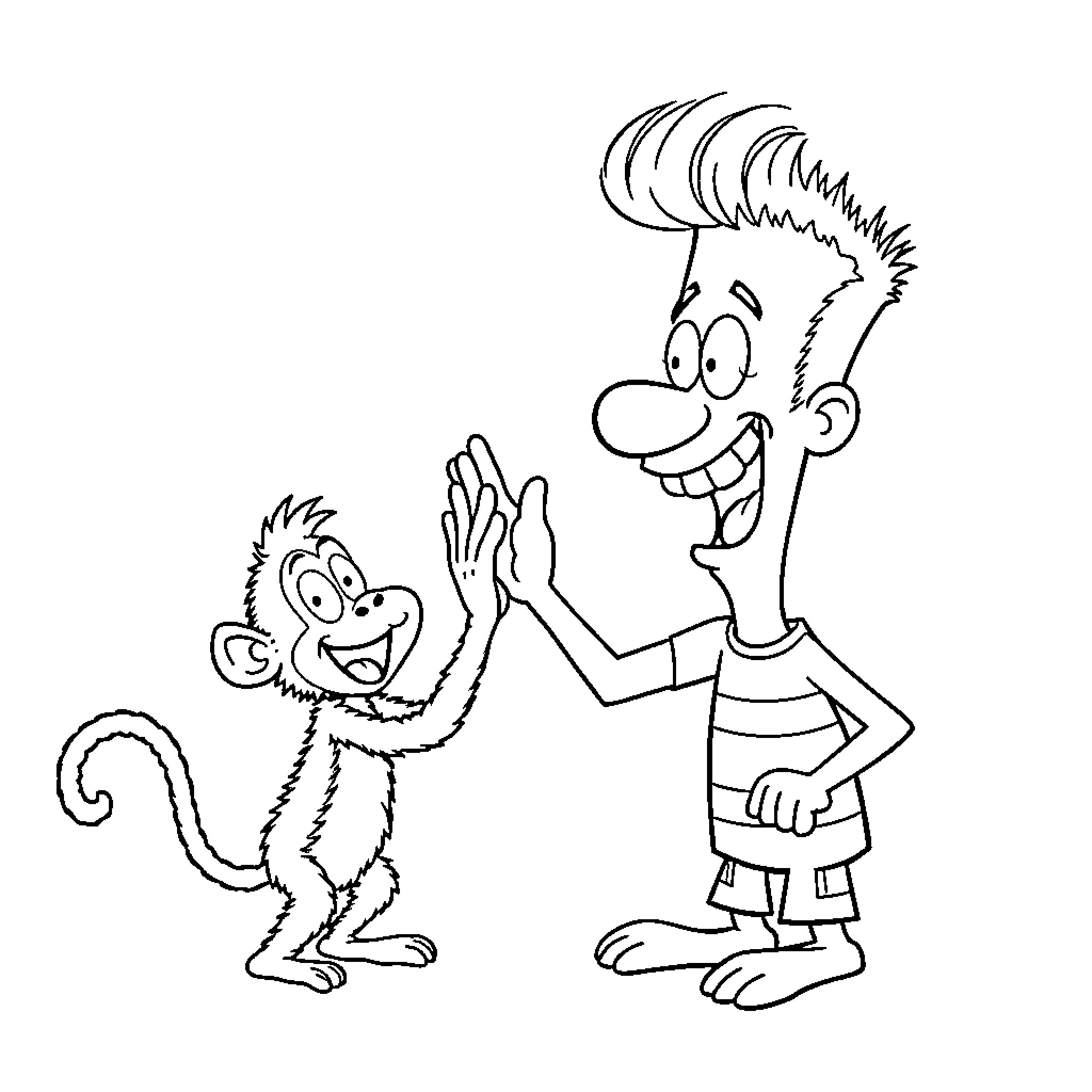 Beavis and his Amusing Companion Coloring Page (free black-and-white line drawing printable PDF for all, from beginners to advanced learners, including children, teens, adults, and seniors)