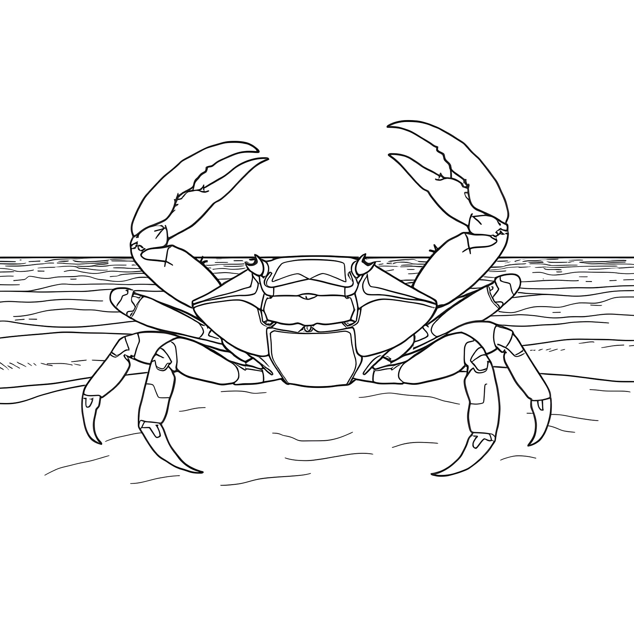King Crab scurrying on the seabed Coloring Page (free black-and-white line drawing printable PDF for all, from beginners to advanced learners, including children, teens, adults, and seniors)