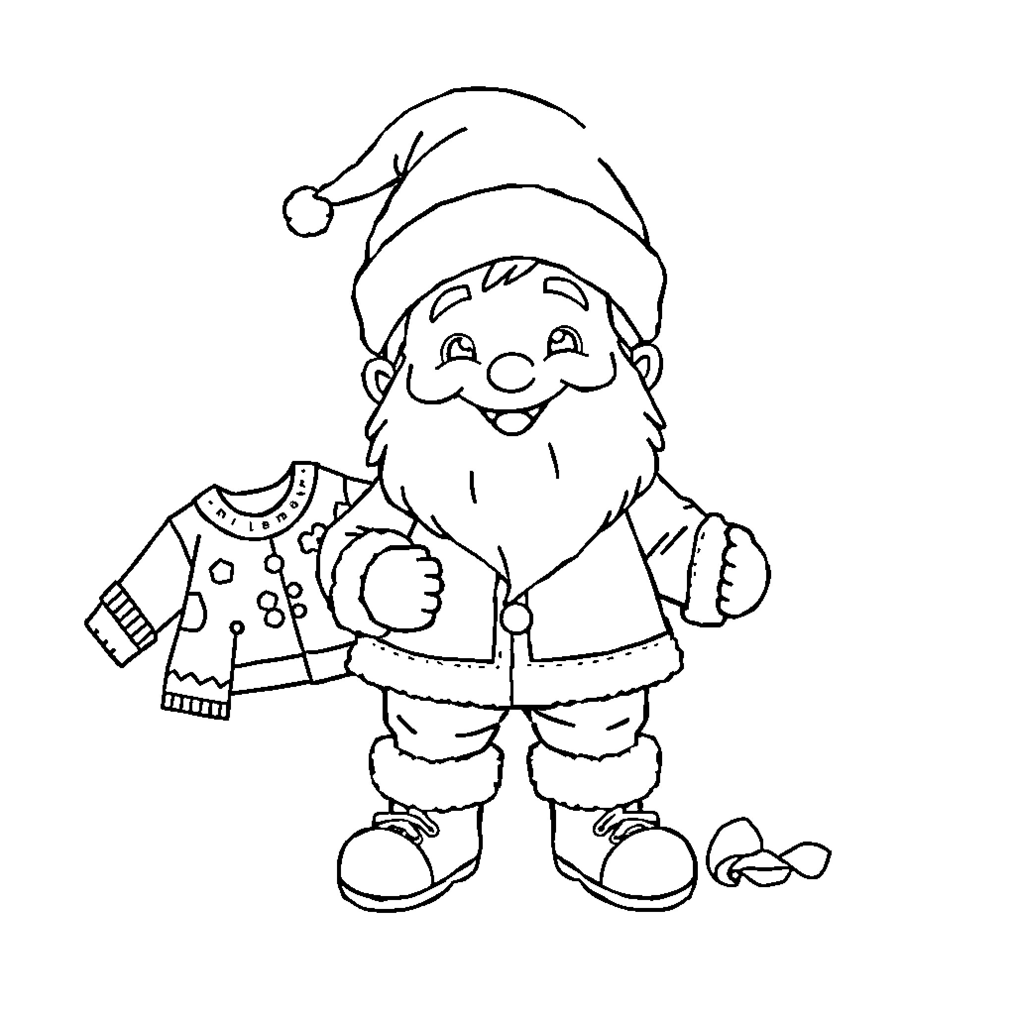 Nikolaus in festive attire and joyful expression Coloring Page (free black-and-white line drawing printable PDF for all, from beginners to advanced learners, including children, teens, adults, and seniors)