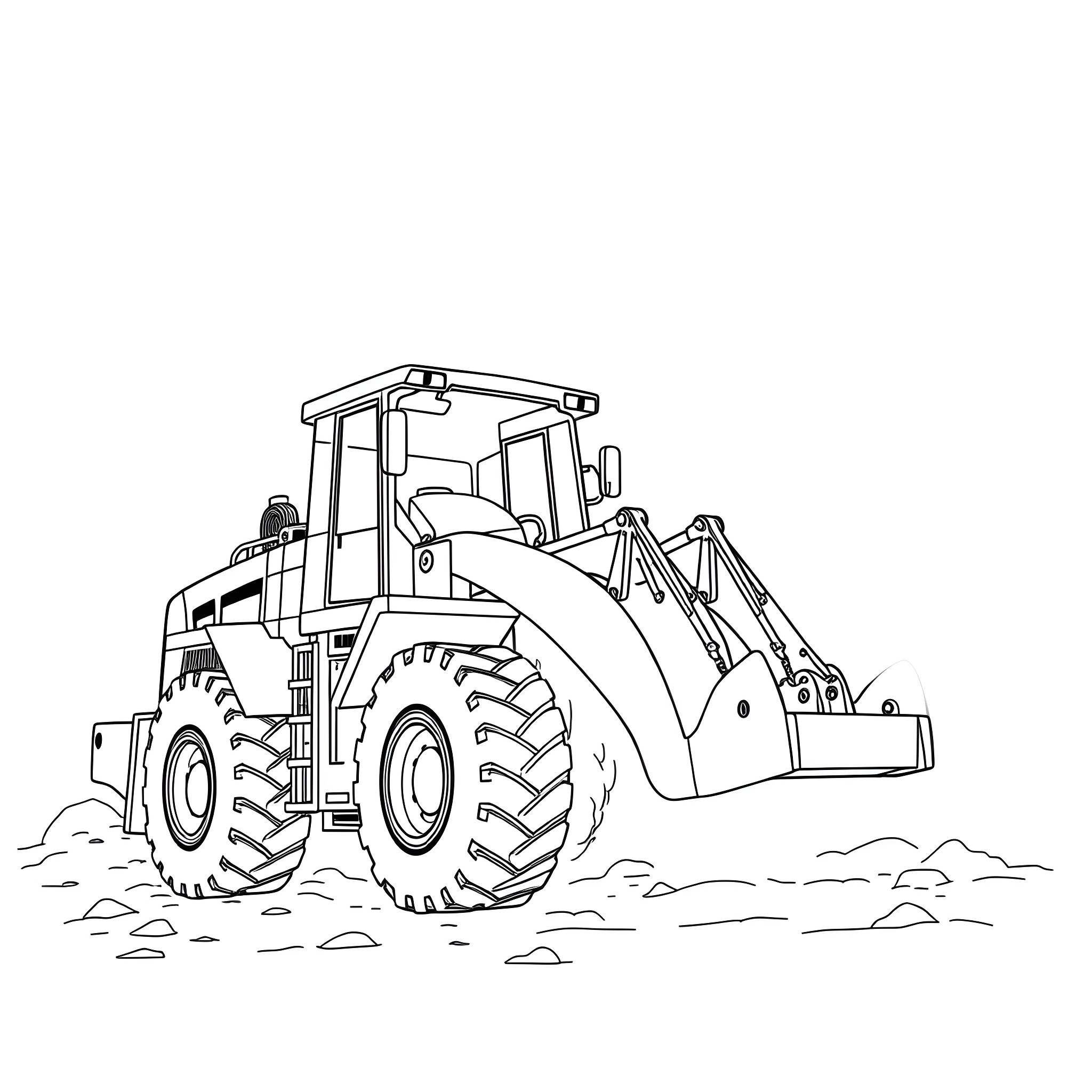 Knuckleboom Loader operating in a construction site Coloring Page (free black-and-white line drawing printable PDF for all, from beginners to advanced learners, including children, teens, adults, and seniors)