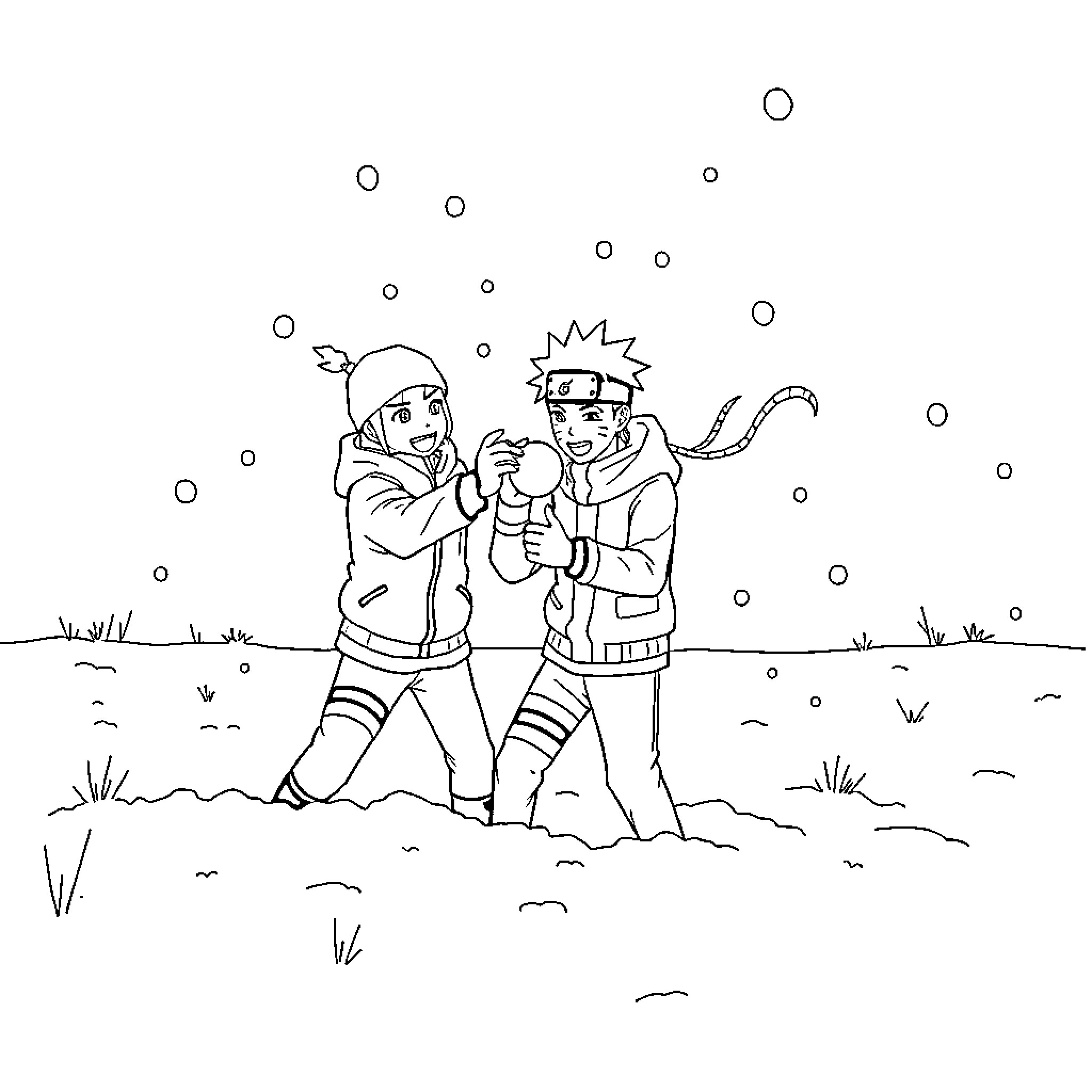 Satoru Gojo Engaging in Playful Interaction with Friend Coloring Page (free black-and-white line drawing printable PDF for all, from beginners to advanced learners, including children, teens, adults, and seniors)