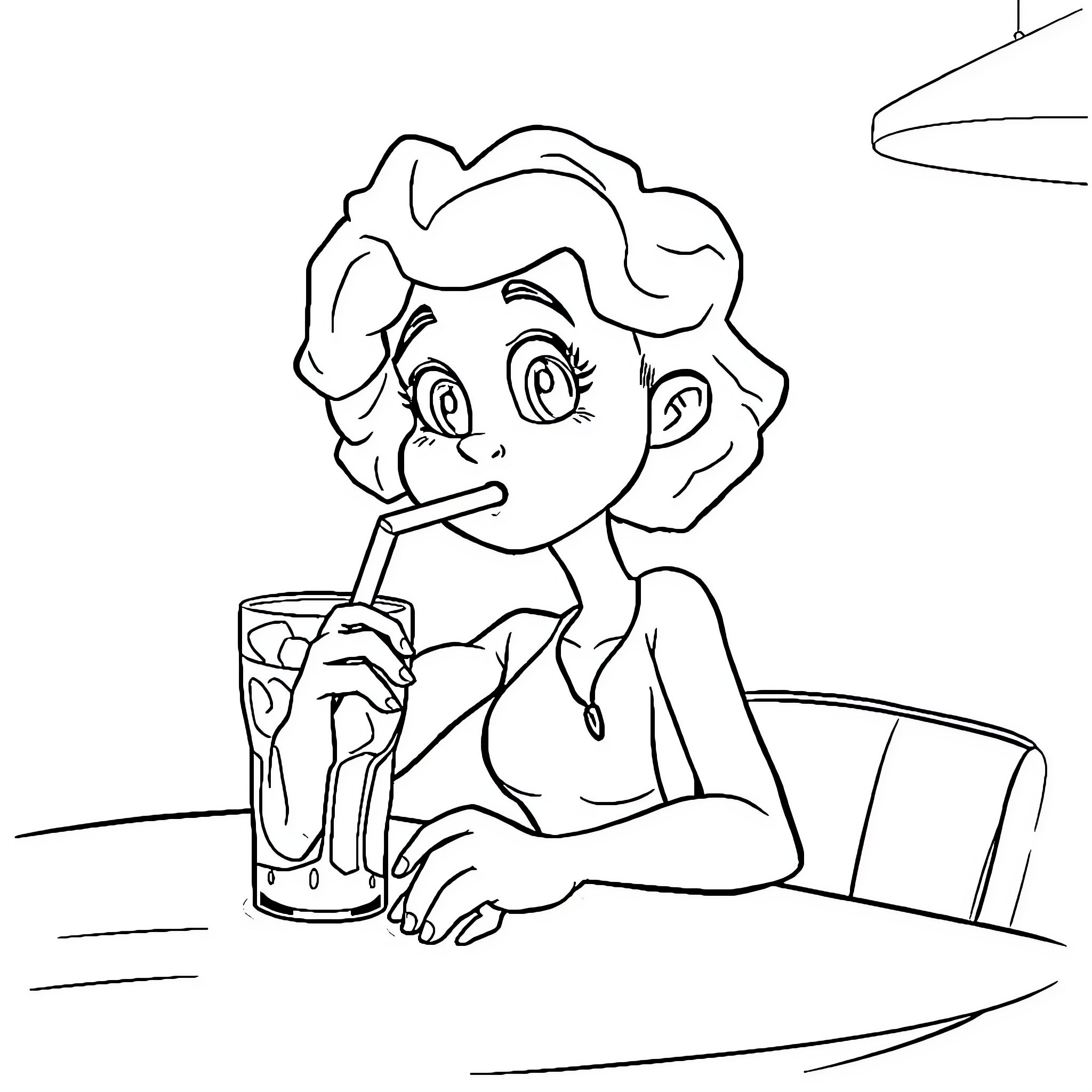 Vegita enjoying a refreshing beverage Coloring Page (free black-and-white line drawing printable PDF for all, from beginners to advanced learners, including children, teens, adults, and seniors)