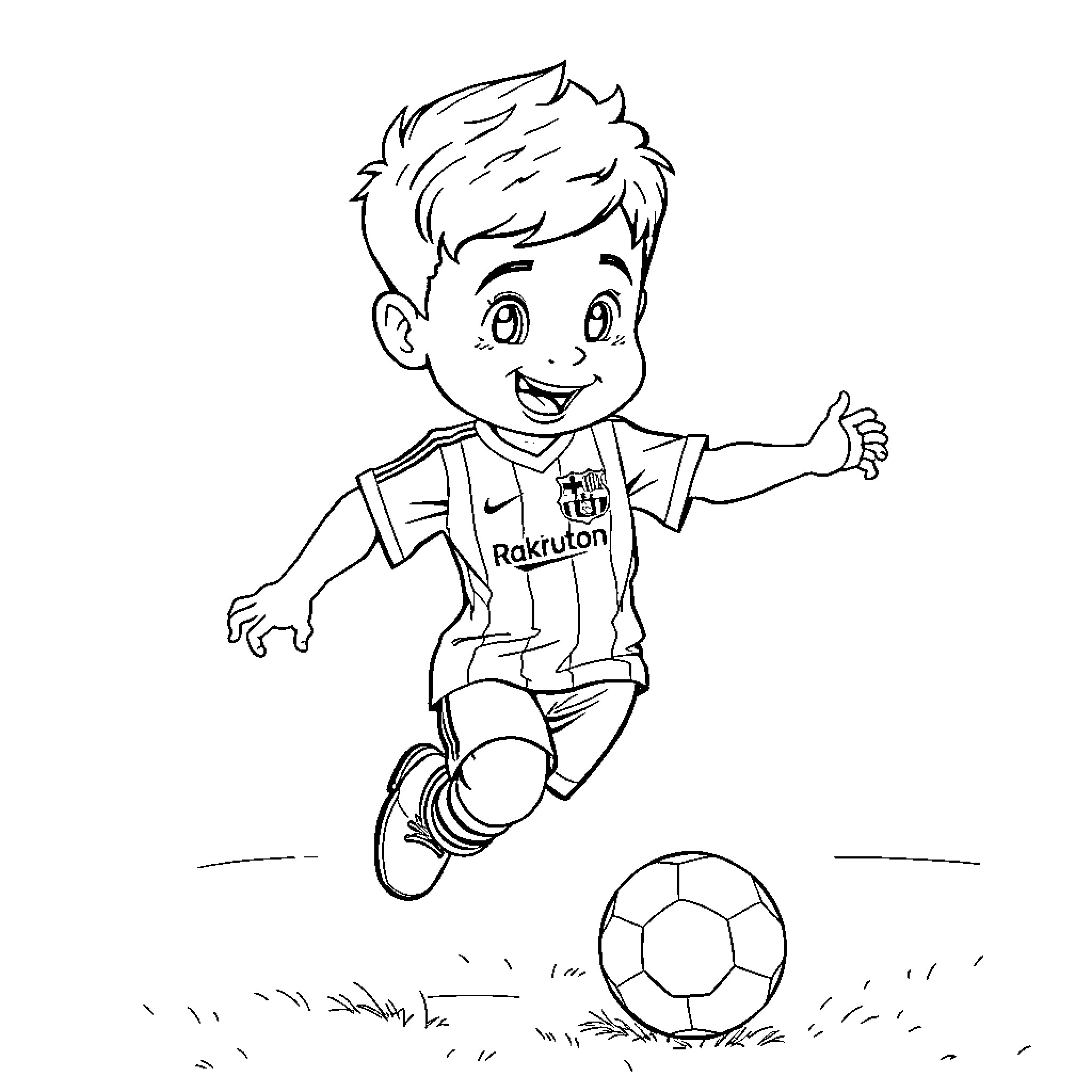 Liam the Joyful Football Player Coloring Page (free black-and-white line drawing printable PDF for all, from beginners to advanced learners, including children, teens, adults, and seniors)