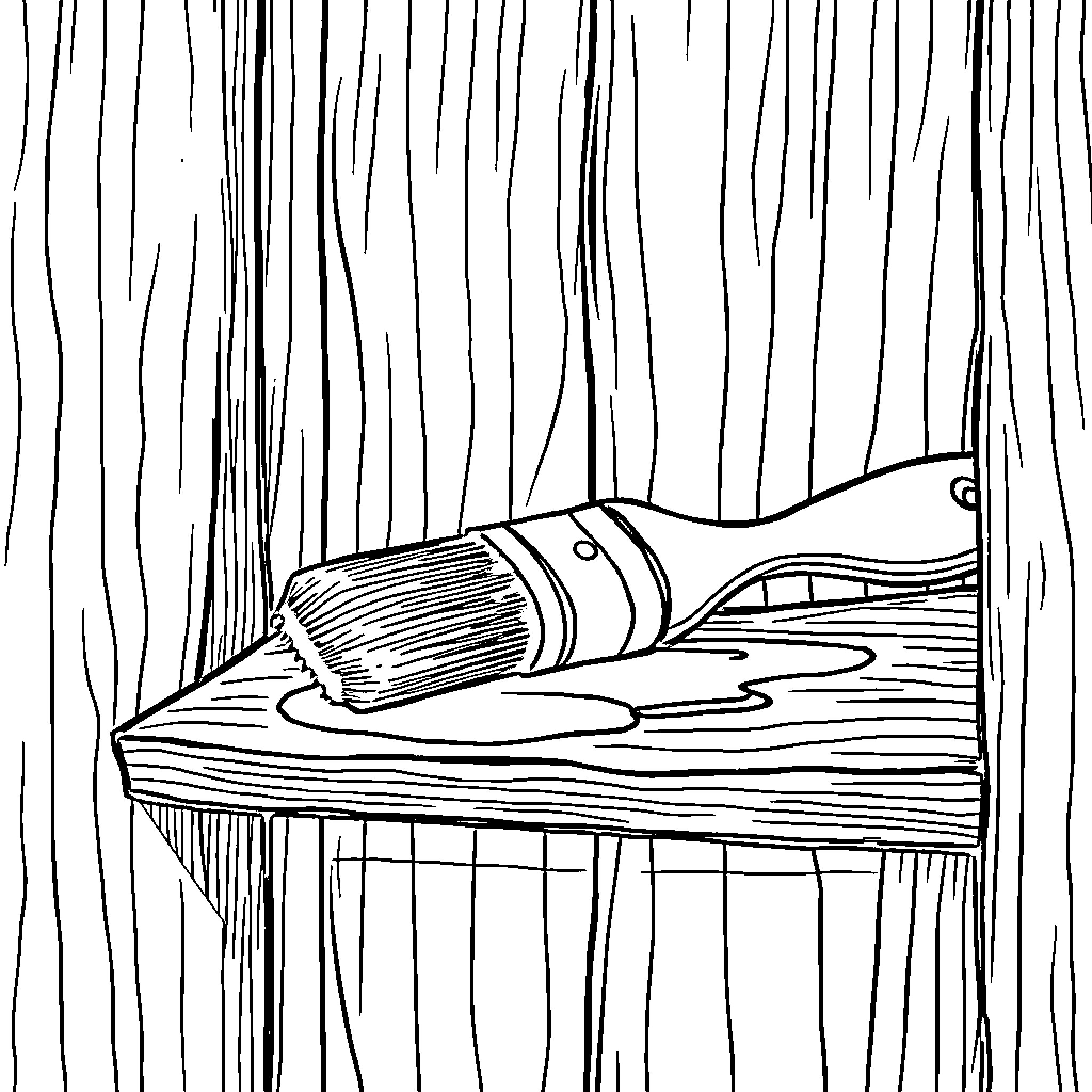 Brush painting on weathered wooden surface Coloring Page (free black-and-white line drawing printable PDF for all, from beginners to advanced learners, including children, teens, adults, and seniors)