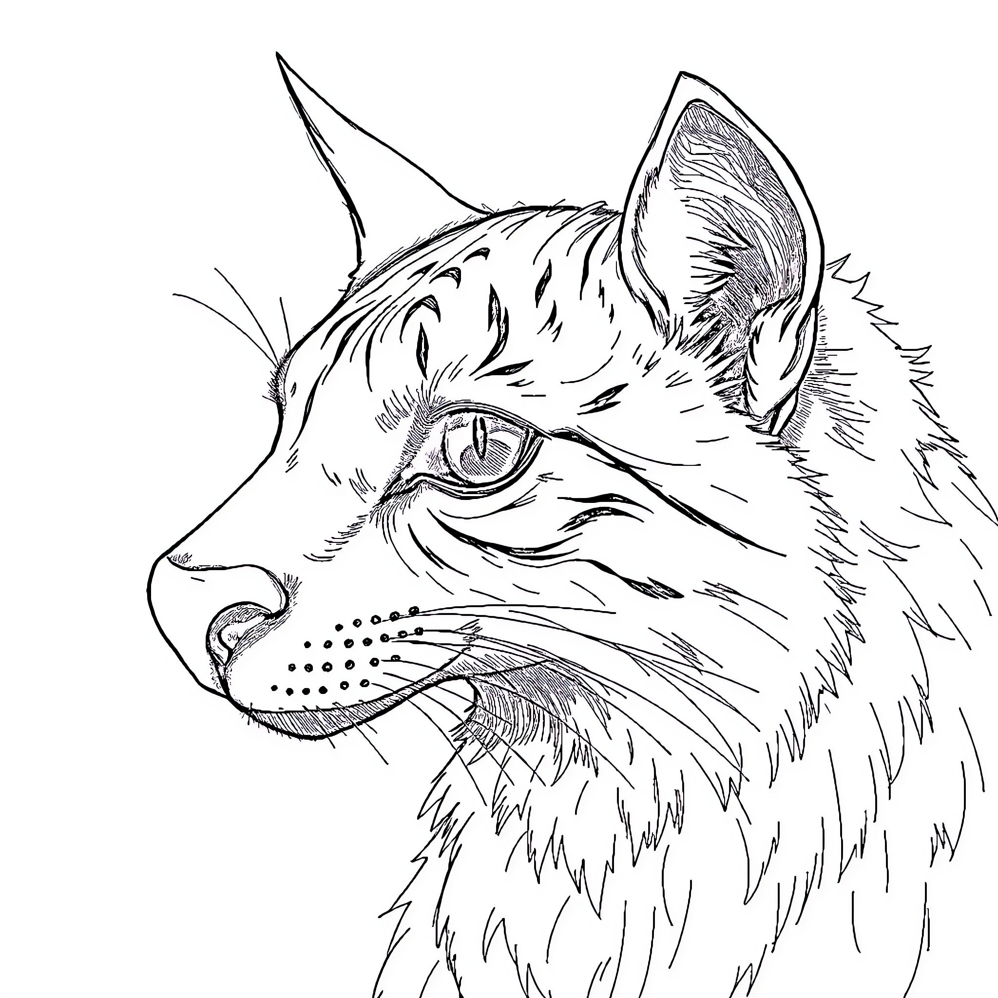 Photo of a detailed cat portrait in black and white Coloring Page (free black-and-white line drawing printable PDF for all, from beginners to advanced learners, including children, teens, adults, and seniors)