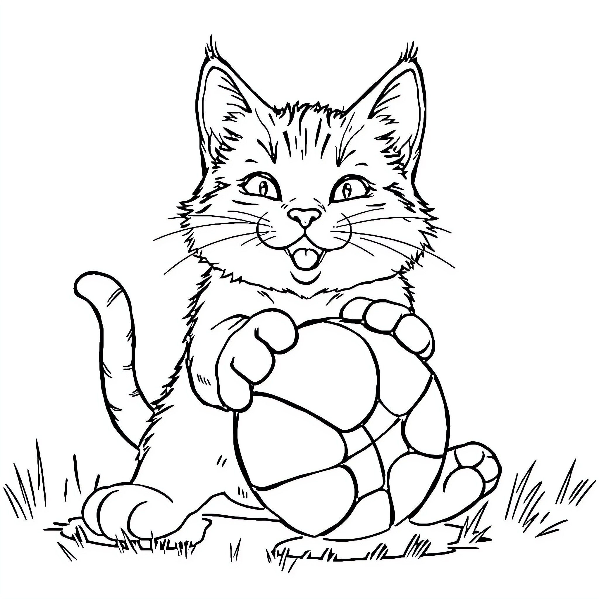 Cat exploring the outdoors Coloring Page (free black-and-white line drawing printable PDF for all, from beginners to advanced learners, including children, teens, adults, and seniors)