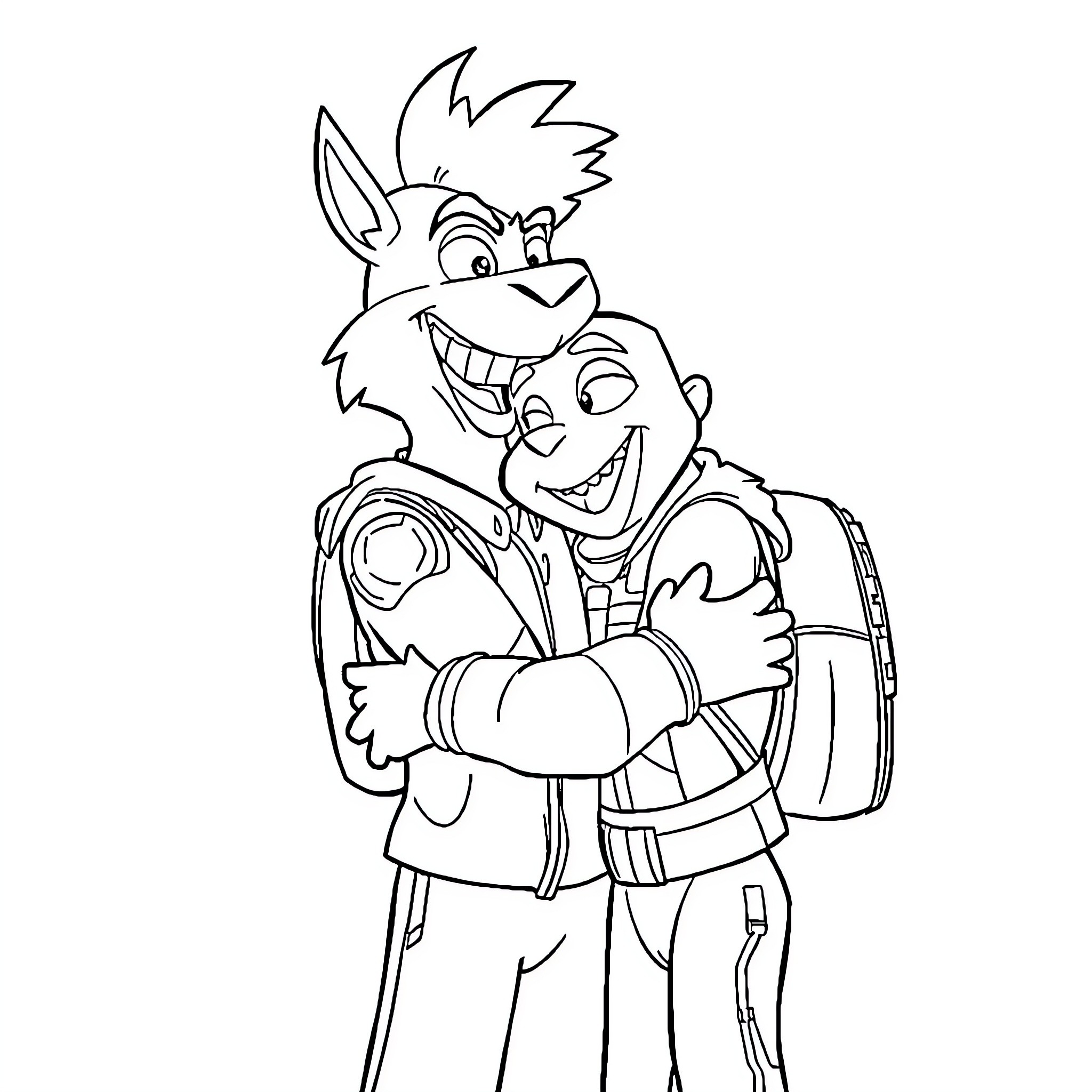 Hitch: Two friends enjoying a day together Coloring Page (free black-and-white line drawing printable PDF for all, from beginners to advanced learners, including children, teens, adults, and seniors)