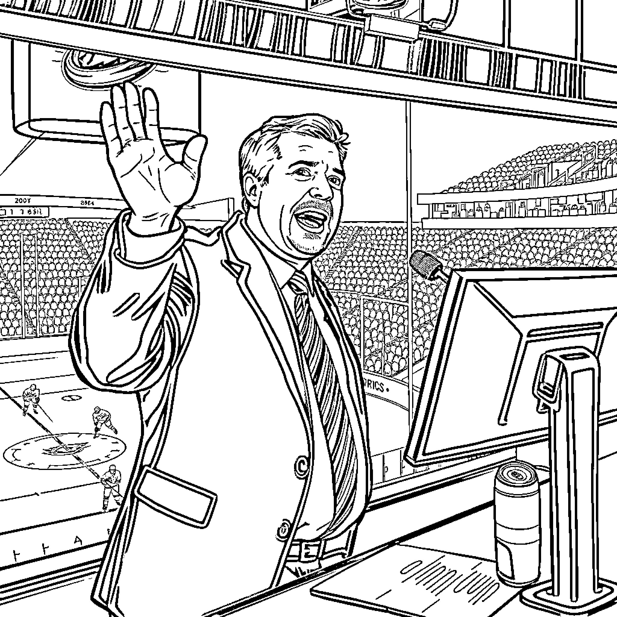 Steve Mears acting in an intense, dramatic scene Coloring Page (free black-and-white line drawing printable PDF for all, from beginners to advanced learners, including children, teens, adults, and seniors)