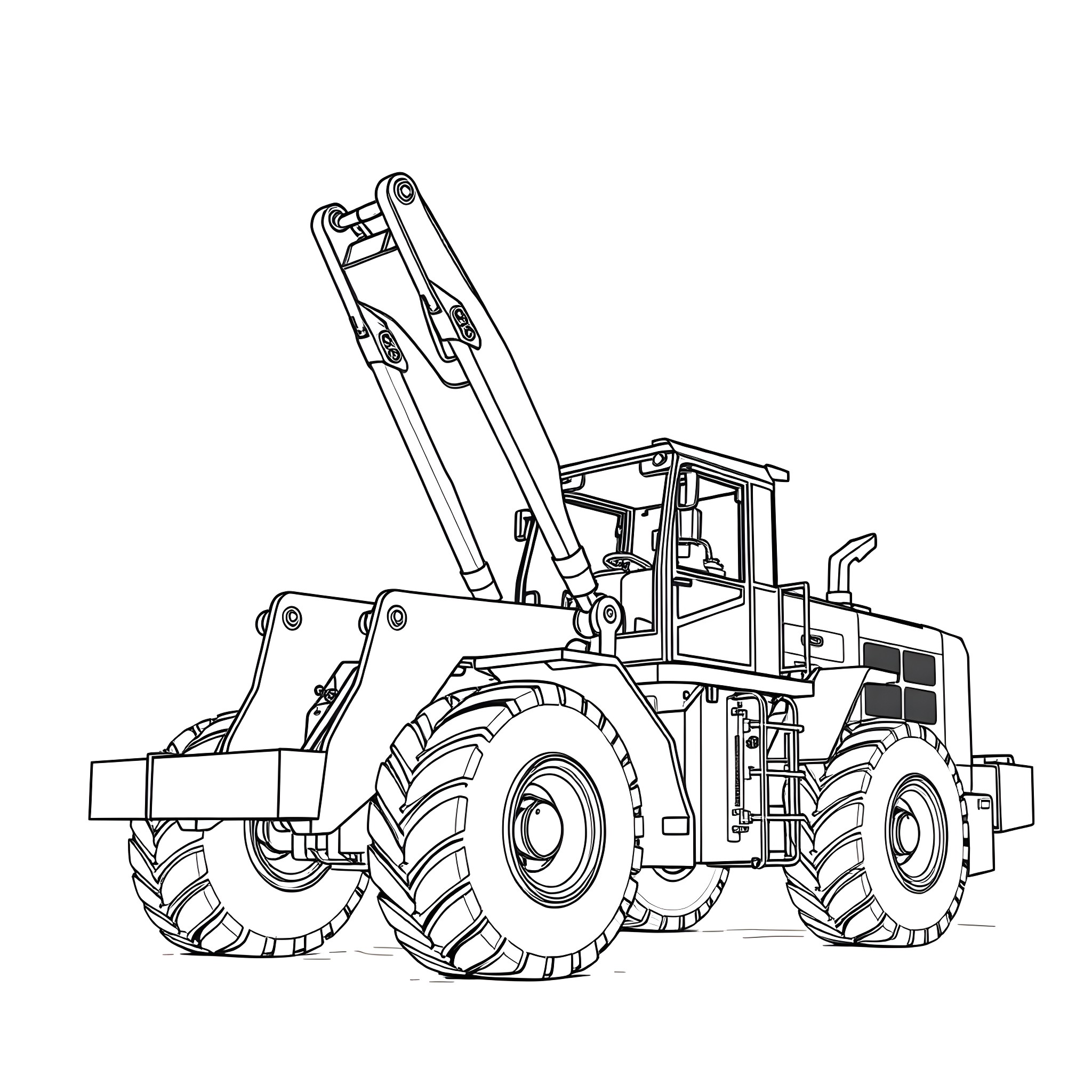 Knuckleboom Loader operating heavy machinery on site Coloring Page (free black-and-white line drawing printable PDF for all, from beginners to advanced learners, including children, teens, adults, and seniors)