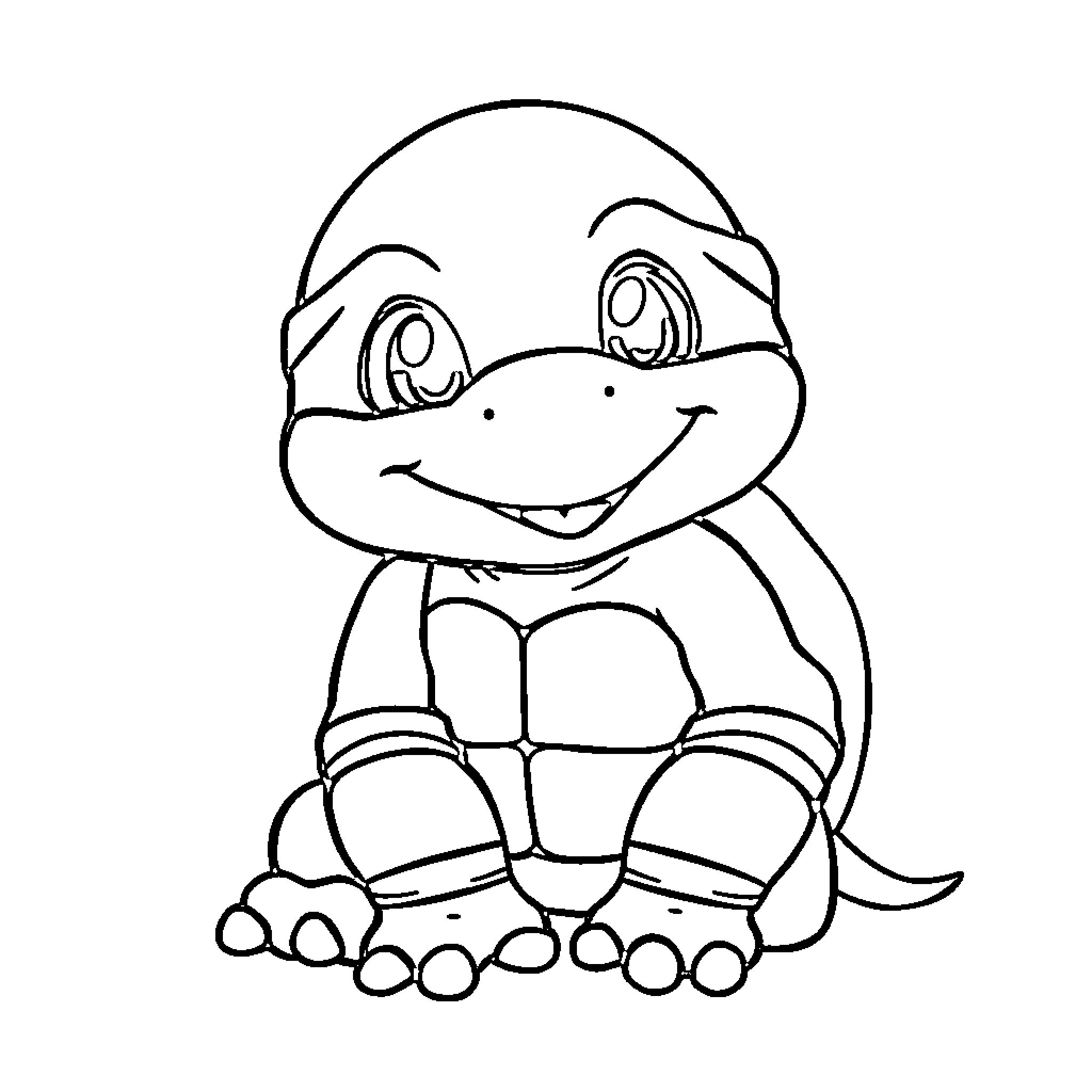 Ninja Turtle character with a cheerful expression Coloring Page (free black-and-white line drawing printable PDF for all, from beginners to advanced learners, including children, teens, adults, and seniors)