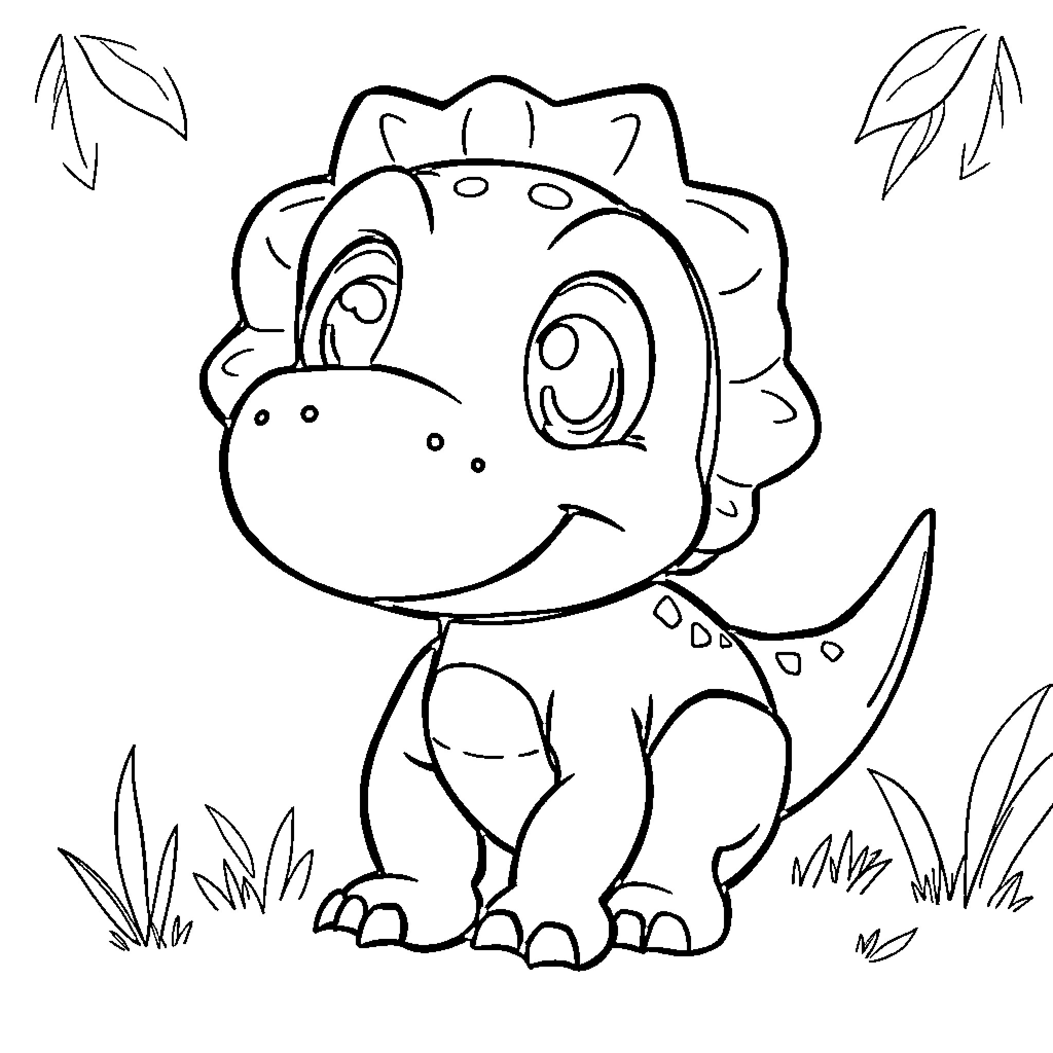 T-Rex dinosaur in a playful pose Coloring Page (free black-and-white line drawing printable PDF for all, from beginners to advanced learners, including children, teens, adults, and seniors)
