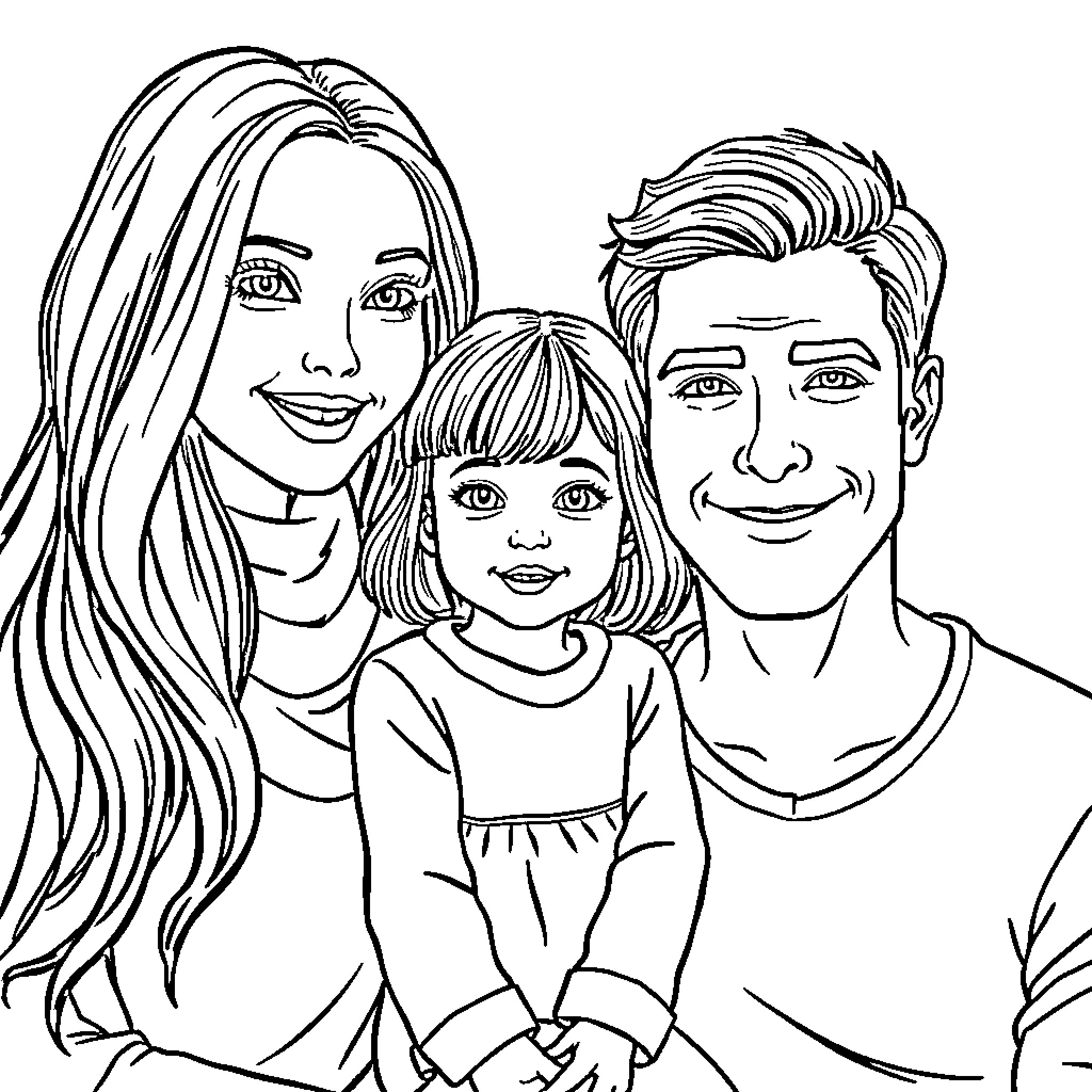 Family Enjoying a Moment Together Coloring Page (free black-and-white line drawing printable PDF for all, from beginners to advanced learners, including children, teens, adults, and seniors)