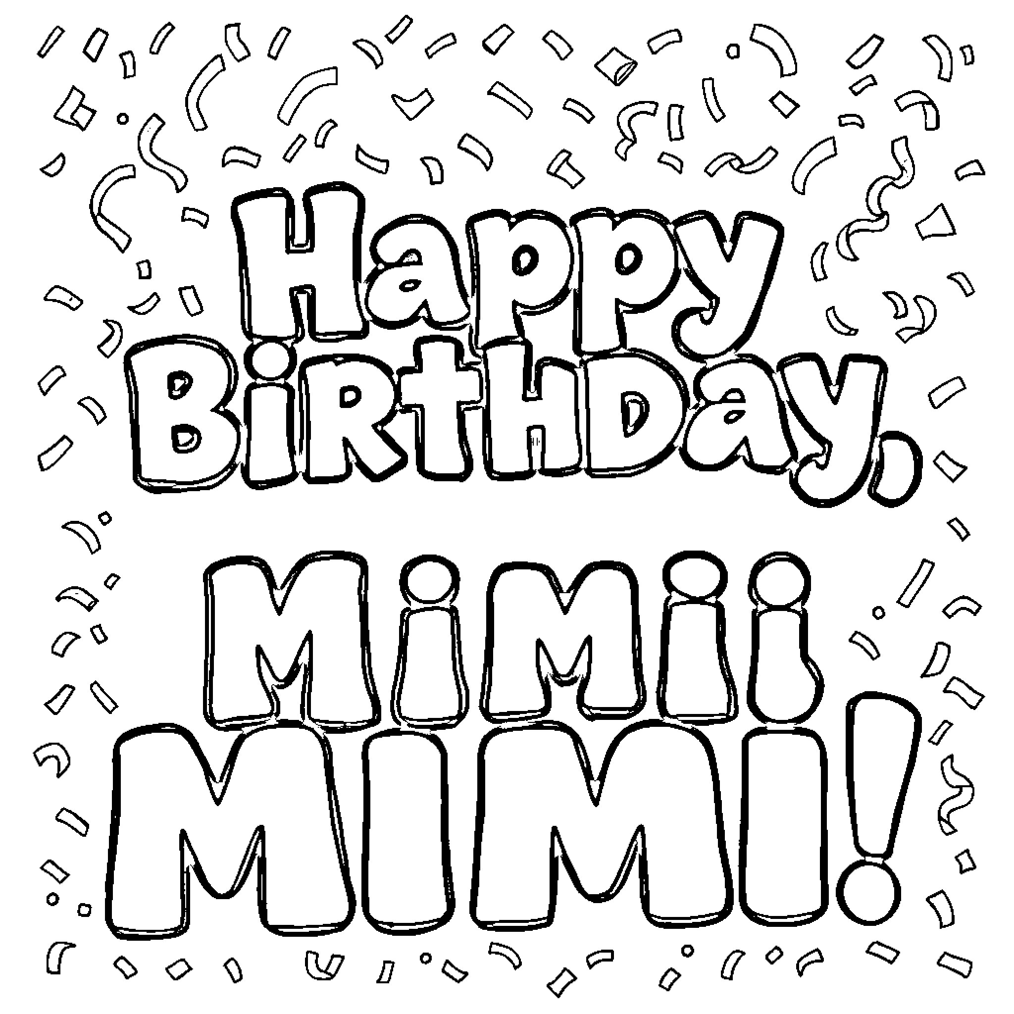 Birthday wishes for Mimi Mumi Coloring Page (free black-and-white line drawing printable PDF for all, from beginners to advanced learners, including children, teens, adults, and seniors)