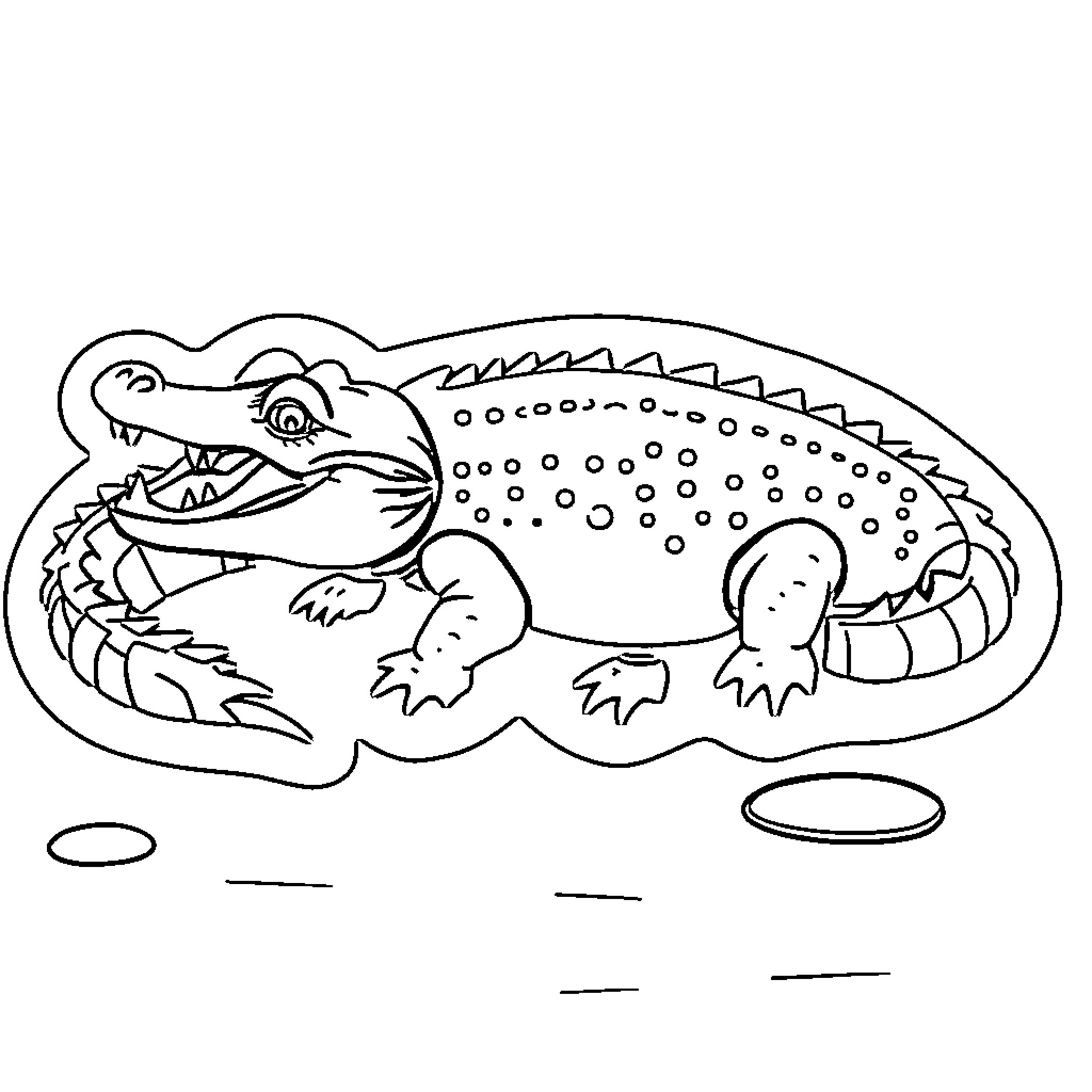 Animal basking in the sun Coloring Page (free black-and-white line drawing printable PDF for all, from beginners to advanced learners, including children, teens, adults, and seniors)