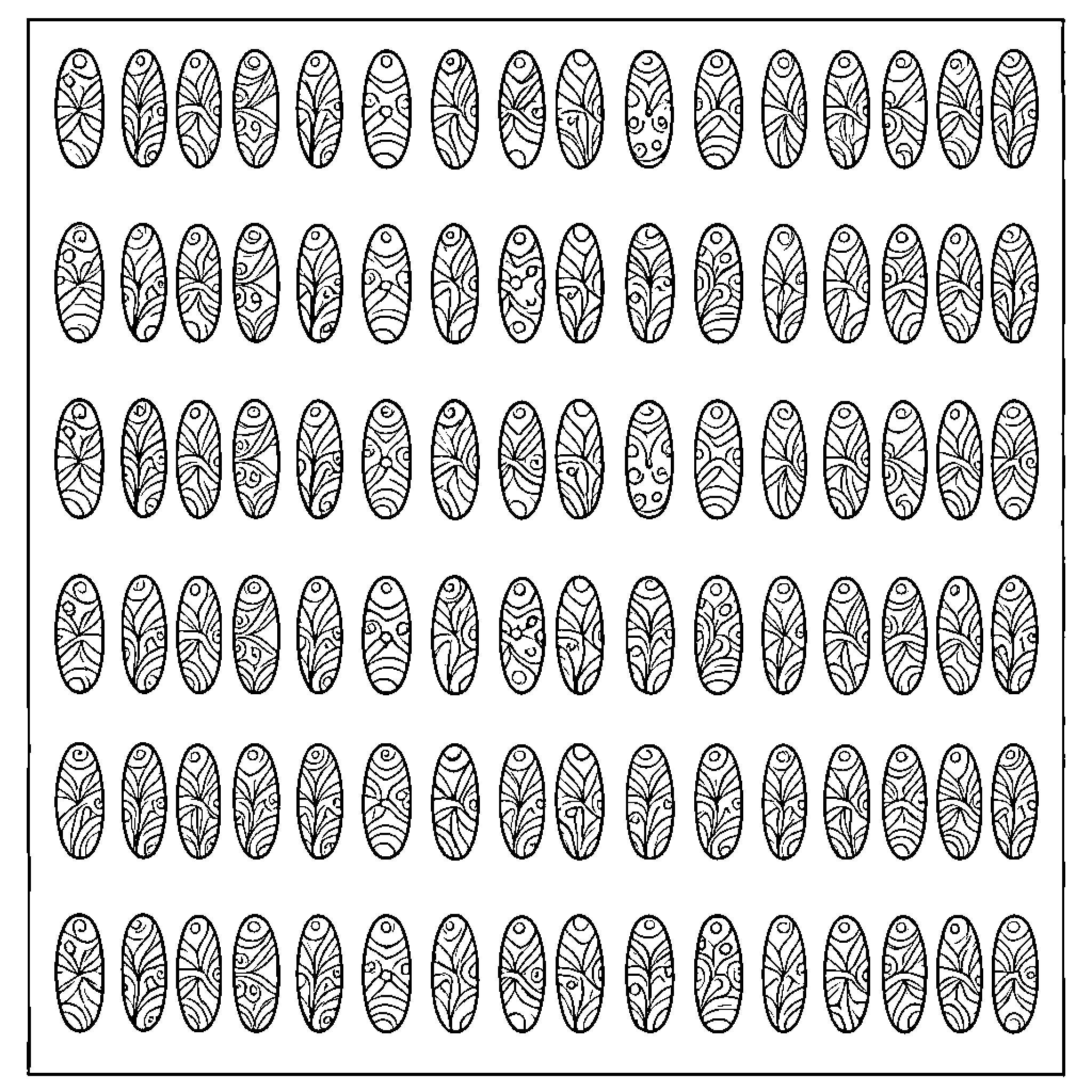 Una array of intricate geometric patterns Coloring Page (free black-and-white line drawing printable PDF for all, from beginners to advanced learners, including children, teens, adults, and seniors)