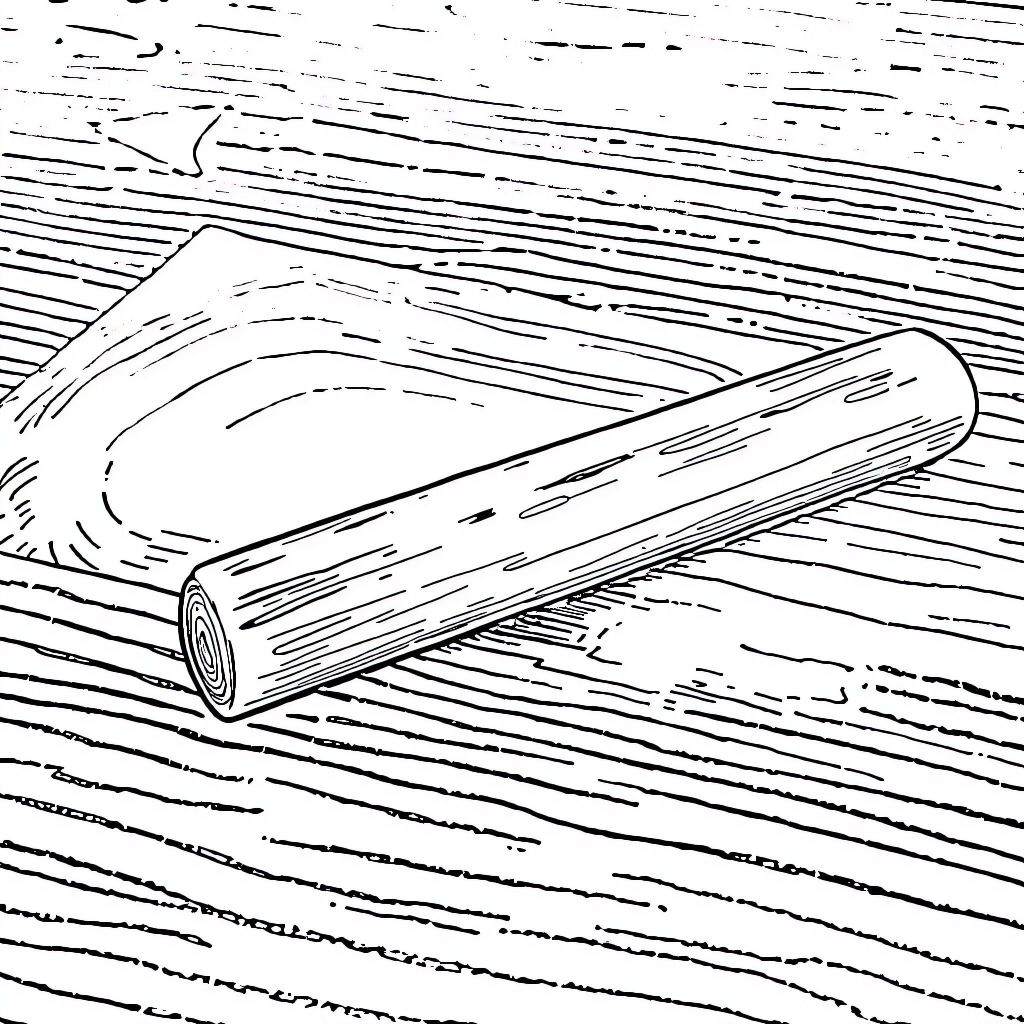Cholk a Wooden Log on Textured Surface Coloring Page (free black-and-white line drawing printable PDF for all, from beginners to advanced learners, including children, teens, adults, and seniors)