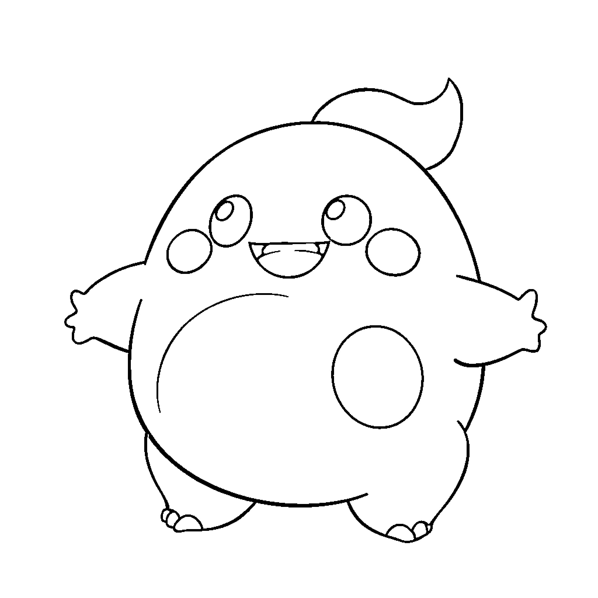 Dragon Ball Monster happily smiling Coloring Page (free black-and-white line drawing printable PDF for all, from beginners to advanced learners, including children, teens, adults, and seniors)