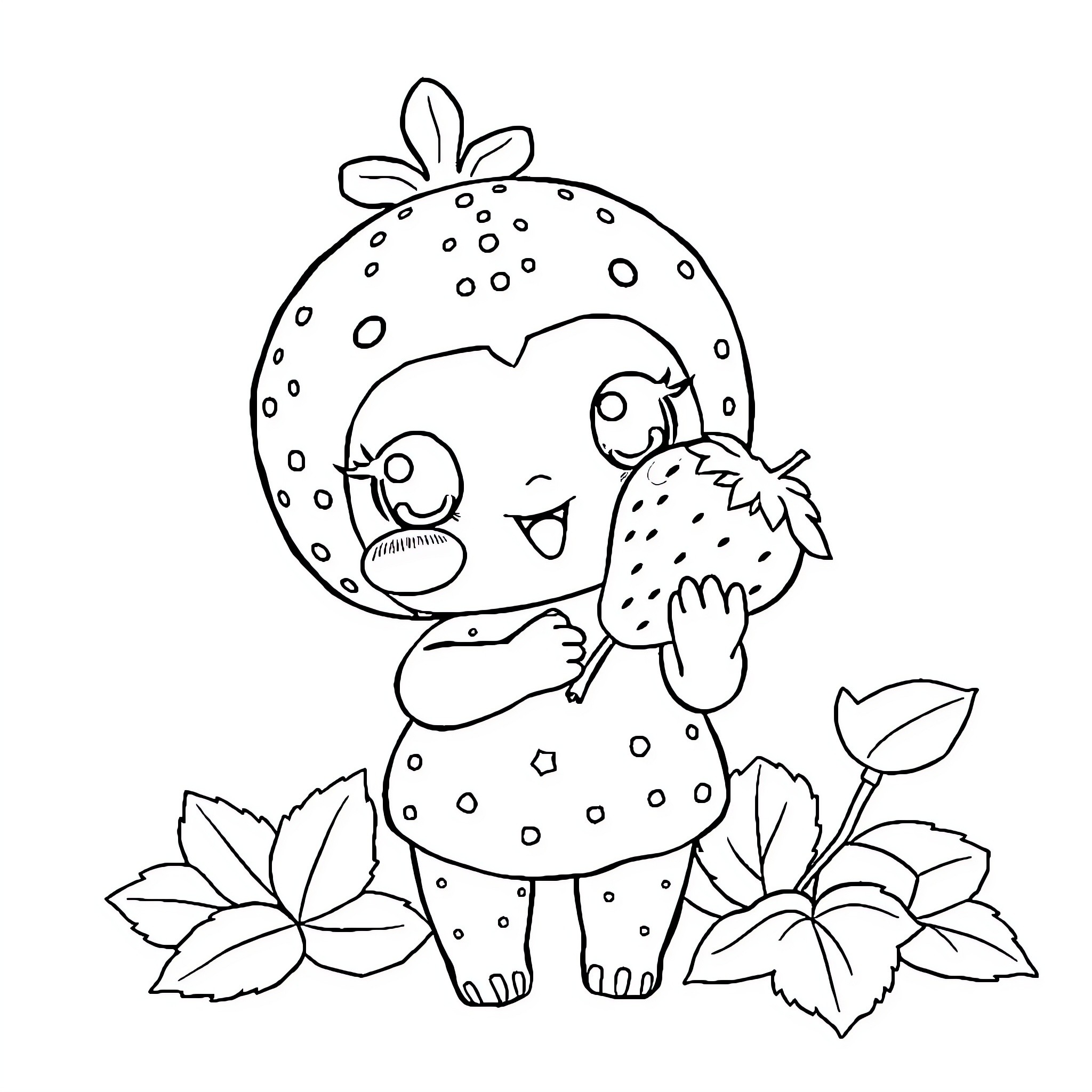 Labubu's Playful Encounter with Nature Coloring Page (free black-and-white line drawing printable PDF for all, from beginners to advanced learners, including children, teens, adults, and seniors)