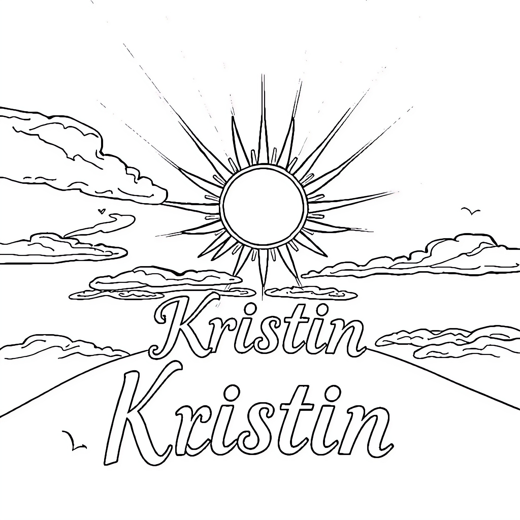Sun shining brightly in the sky Coloring Page (free black-and-white line drawing printable PDF for all, from beginners to advanced learners, including children, teens, adults, and seniors)