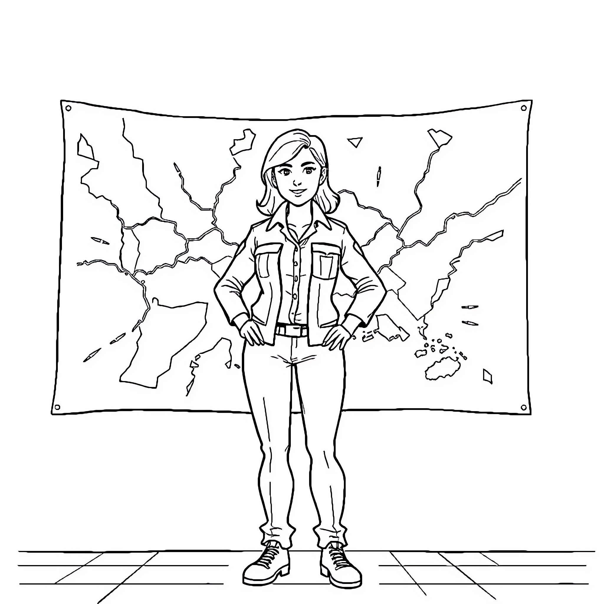 Emergency Manager Assessing Crisis Situation Coloring Page (free black-and-white line drawing printable PDF for all, from beginners to advanced learners, including children, teens, adults, and seniors)