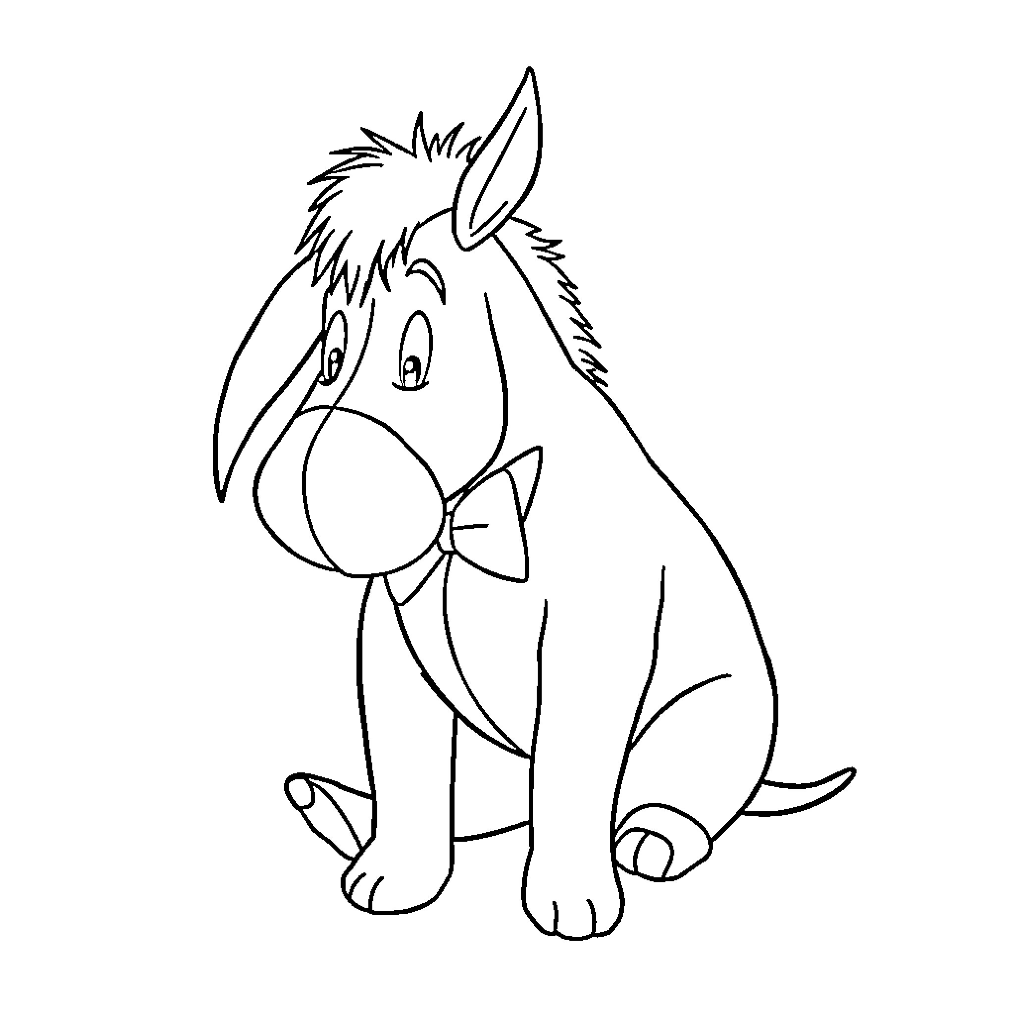 Eeyore's Whimsical Musings Coloring Page (free black-and-white line drawing printable PDF for all, from beginners to advanced learners, including children, teens, adults, and seniors)