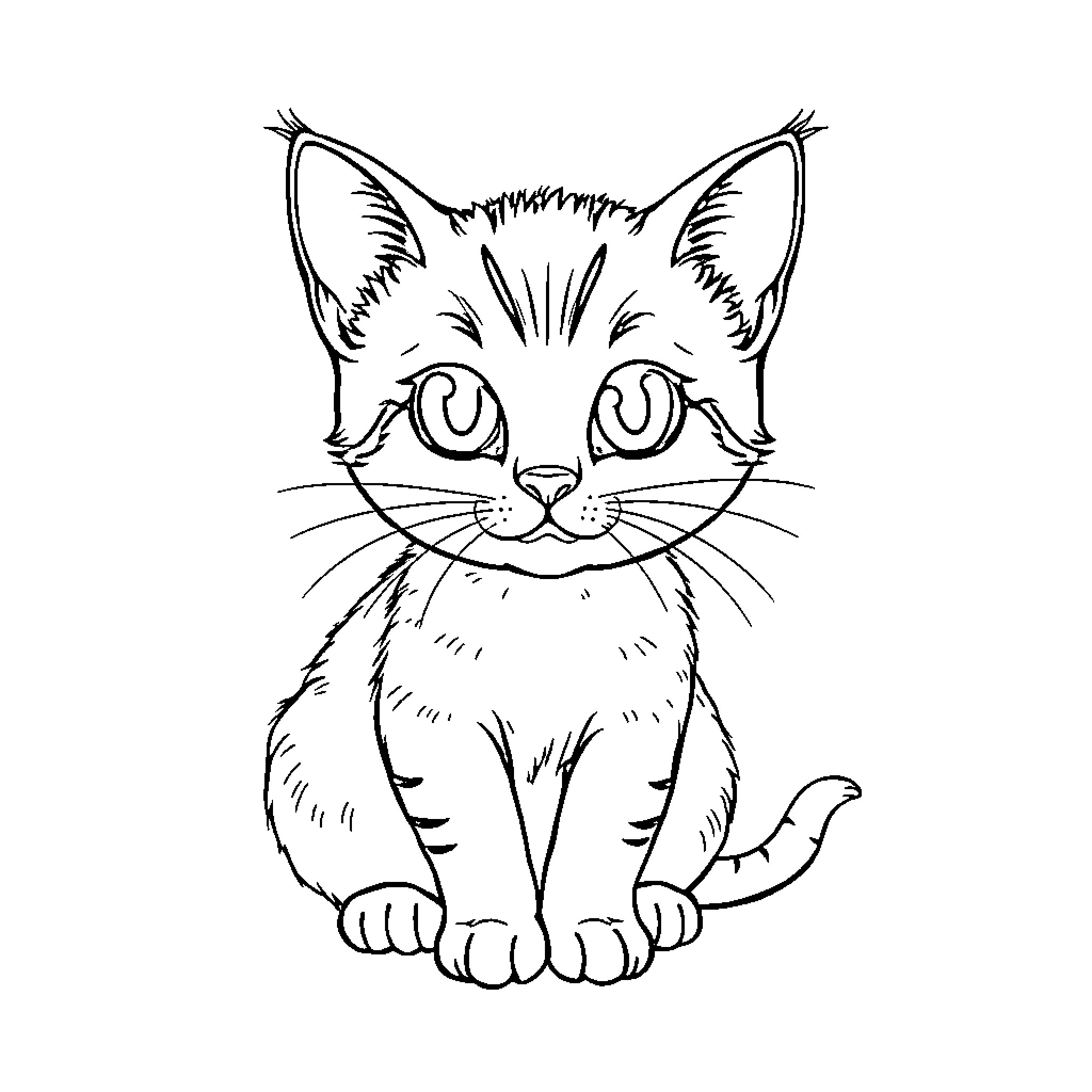 Cat coloring book illustration Coloring Page (free black-and-white line drawing printable PDF for all, from beginners to advanced learners, including children, teens, adults, and seniors)