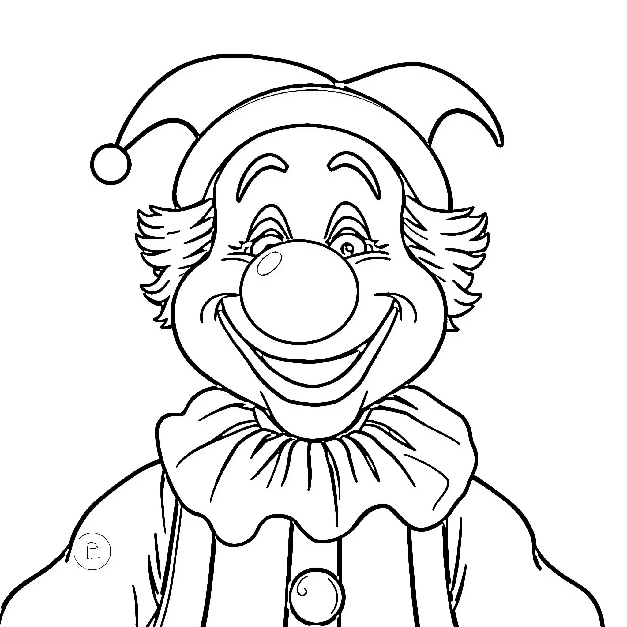 Bear the Cheerful Clown Entertains Coloring Page (free black-and-white line drawing printable PDF for all, from beginners to advanced learners, including children, teens, adults, and seniors)