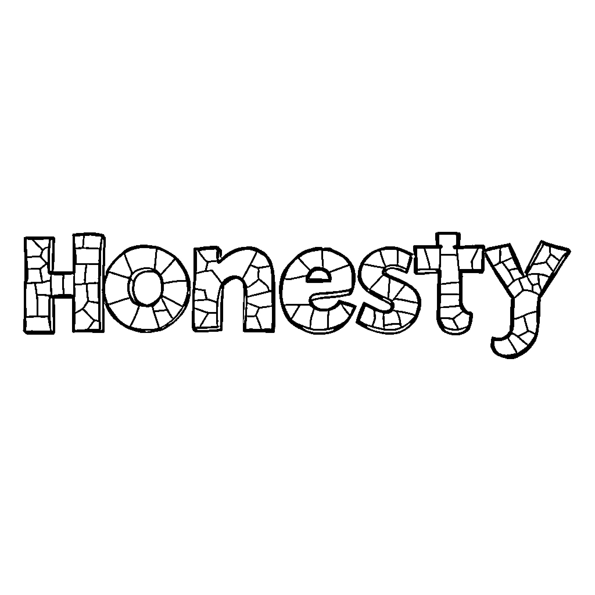 Honesty portrayed through mosaic artwork Coloring Page (free black-and-white line drawing printable PDF for all, from beginners to advanced learners, including children, teens, adults, and seniors)