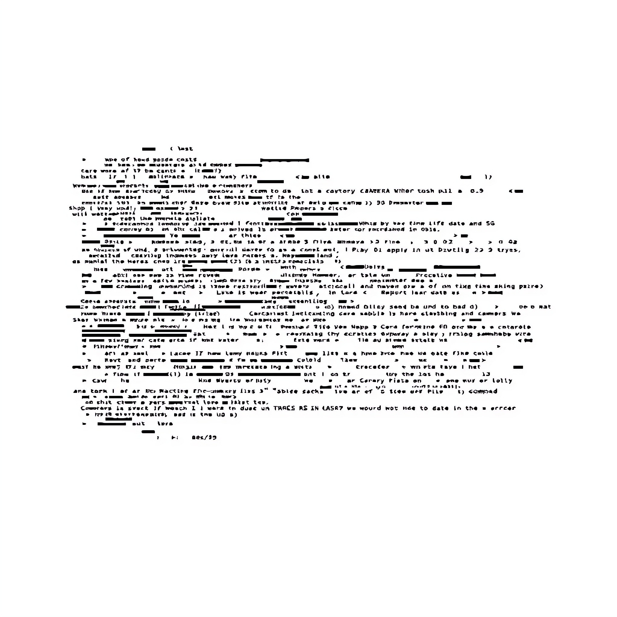 Heavily redacted text document Coloring Page (free black-and-white line drawing printable PDF for all, from beginners to advanced learners, including children, teens, adults, and seniors)