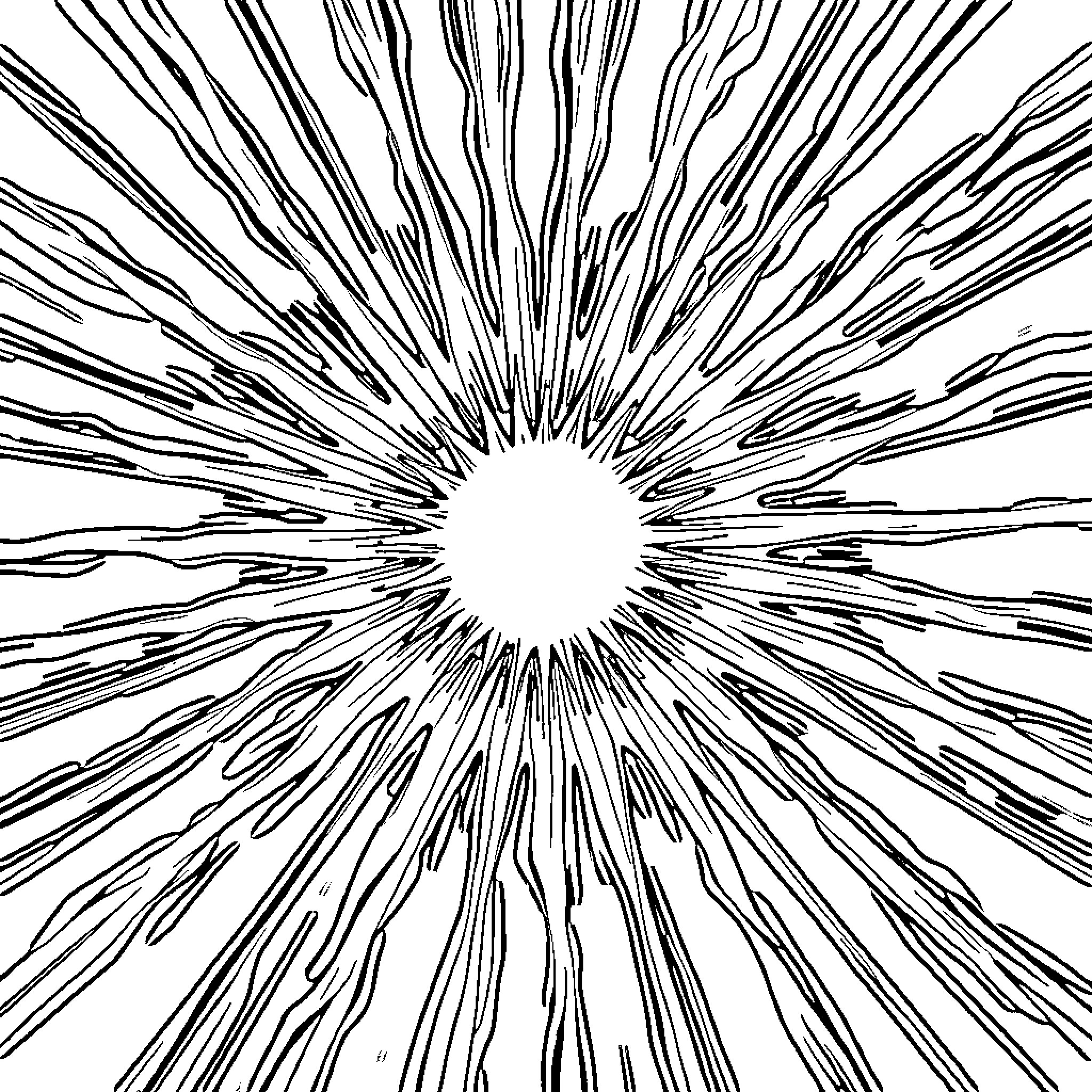 Sun's Explosive Radiance Coloring Page (free black-and-white line drawing printable PDF for all, from beginners to advanced learners, including children, teens, adults, and seniors)