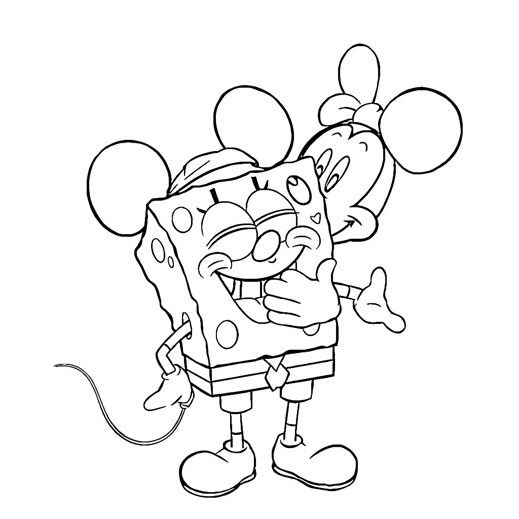 Spongebob making a funny expression Coloring Page (free black-and-white line drawing printable PDF for all, from beginners to advanced learners, including children, teens, adults, and seniors)
