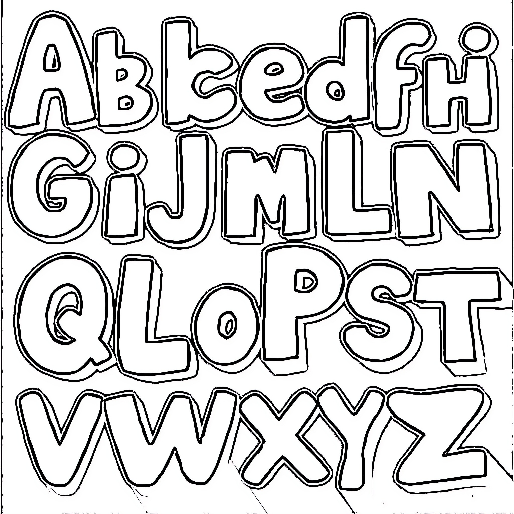 ABC Alphabet Coloring Page Coloring Page (free black-and-white line drawing printable PDF for all, from beginners to advanced learners, including children, teens, adults, and seniors)