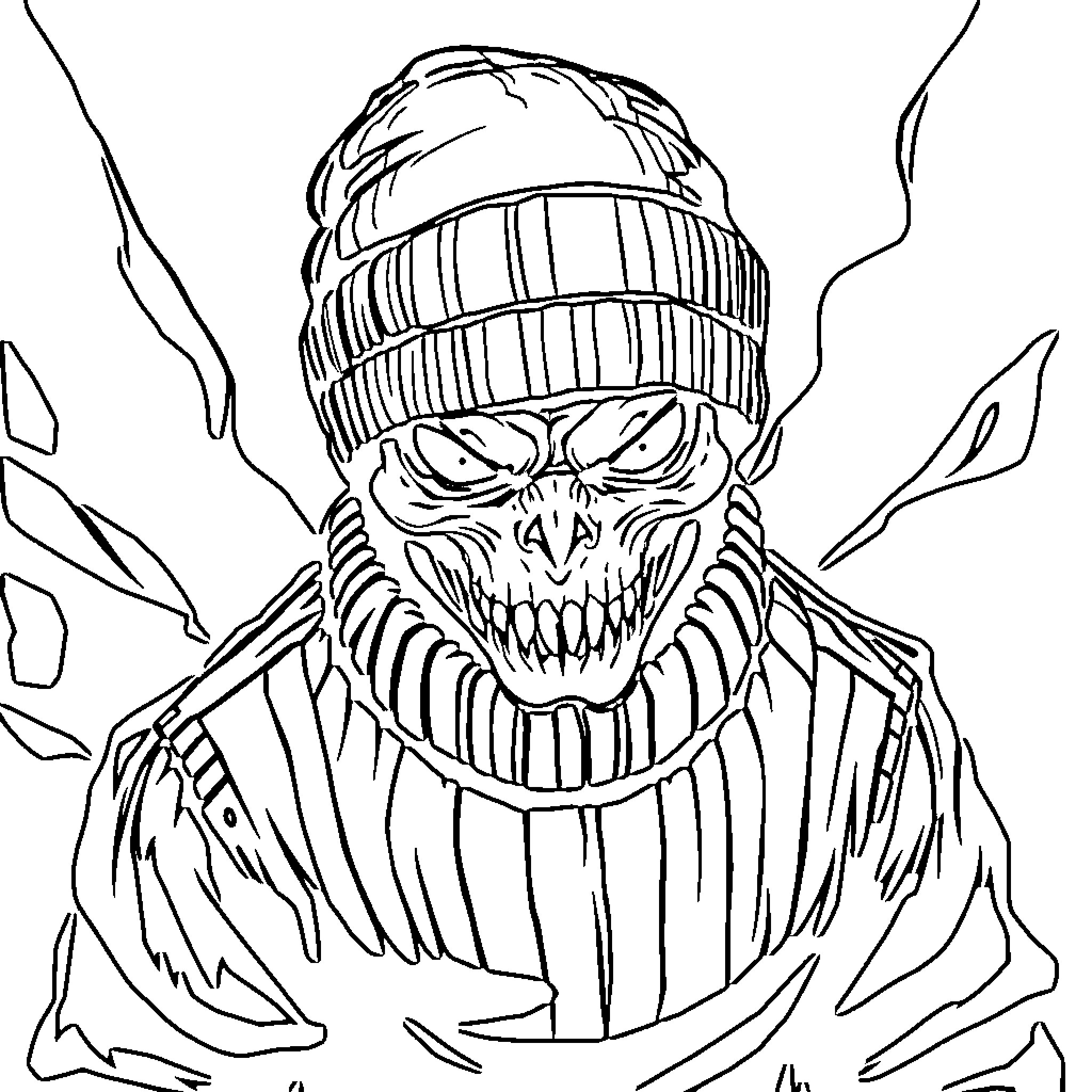 Sentinel of the Damned Coloring Page (free black-and-white line drawing printable PDF for all, from beginners to advanced learners, including children, teens, adults, and seniors)