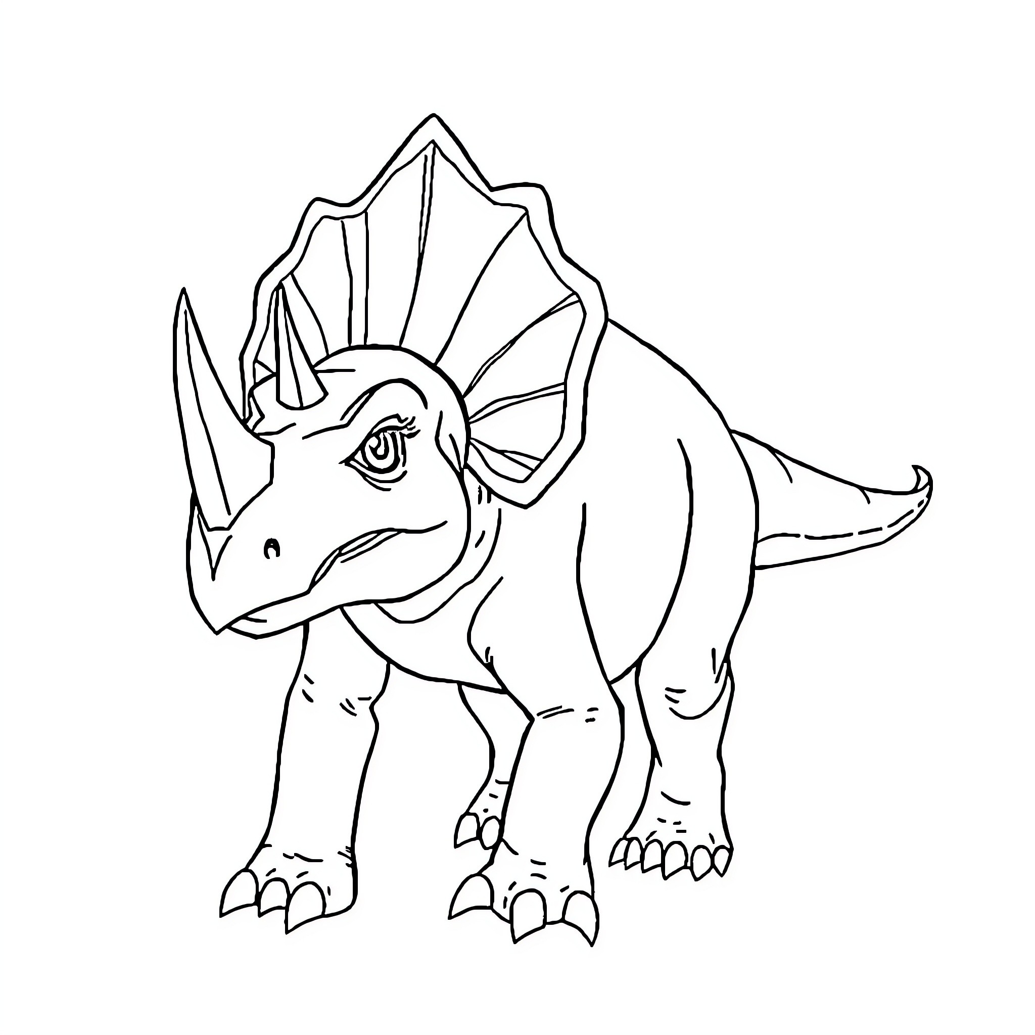 Tyrannosaurus dinosaur standing alert Coloring Page (free black-and-white line drawing printable PDF for all, from beginners to advanced learners, including children, teens, adults, and seniors)