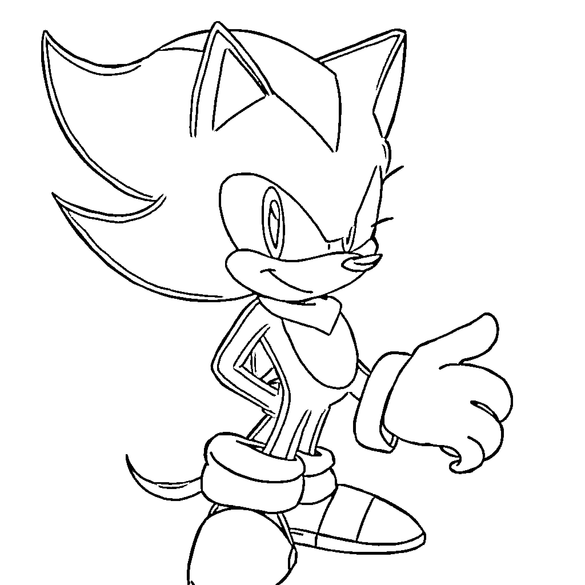 Gato in adventure pose with large shoes Coloring Page (free black-and-white line drawing printable PDF for all, from beginners to advanced learners, including children, teens, adults, and seniors)