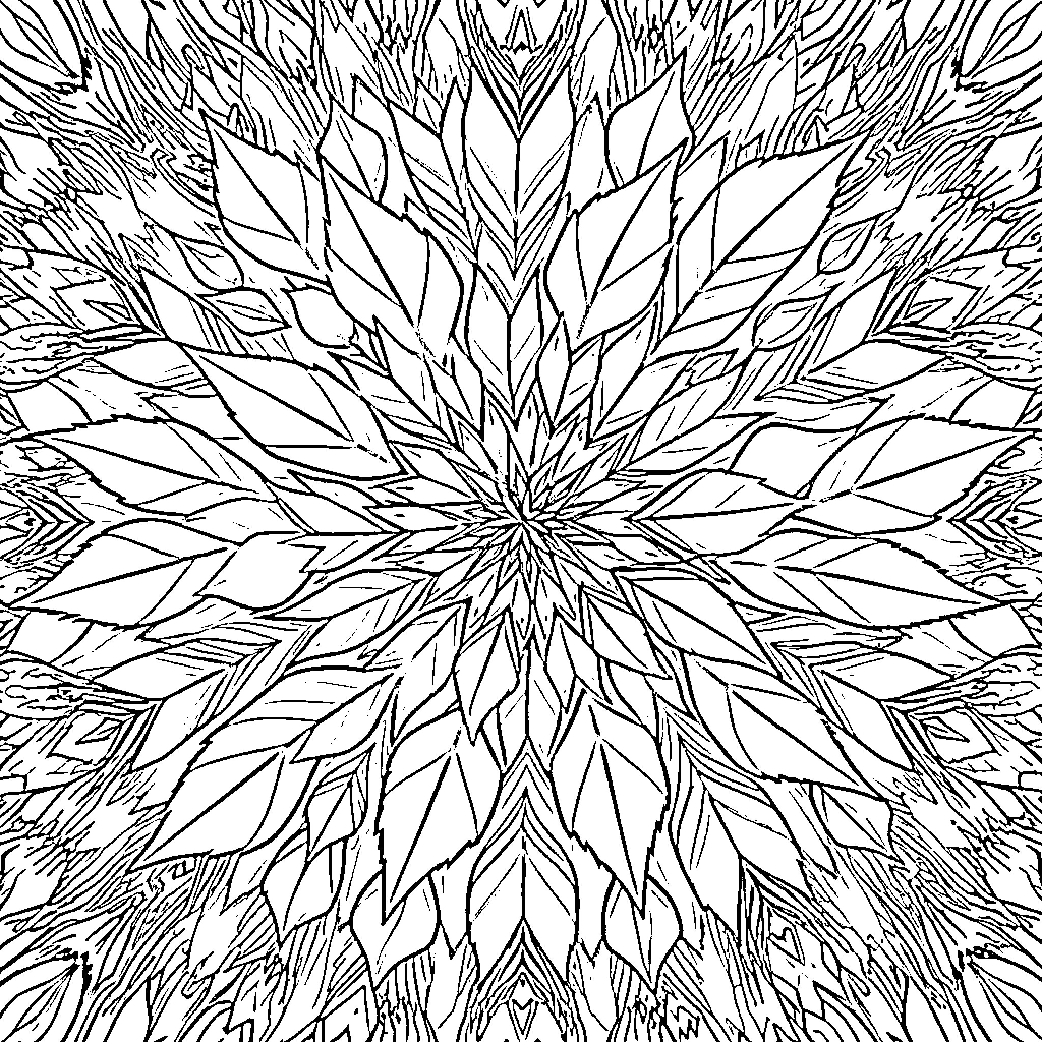 Kaleidoscope of intricate floral patterns Coloring Page (free black-and-white line drawing printable PDF for all, from beginners to advanced learners, including children, teens, adults, and seniors)