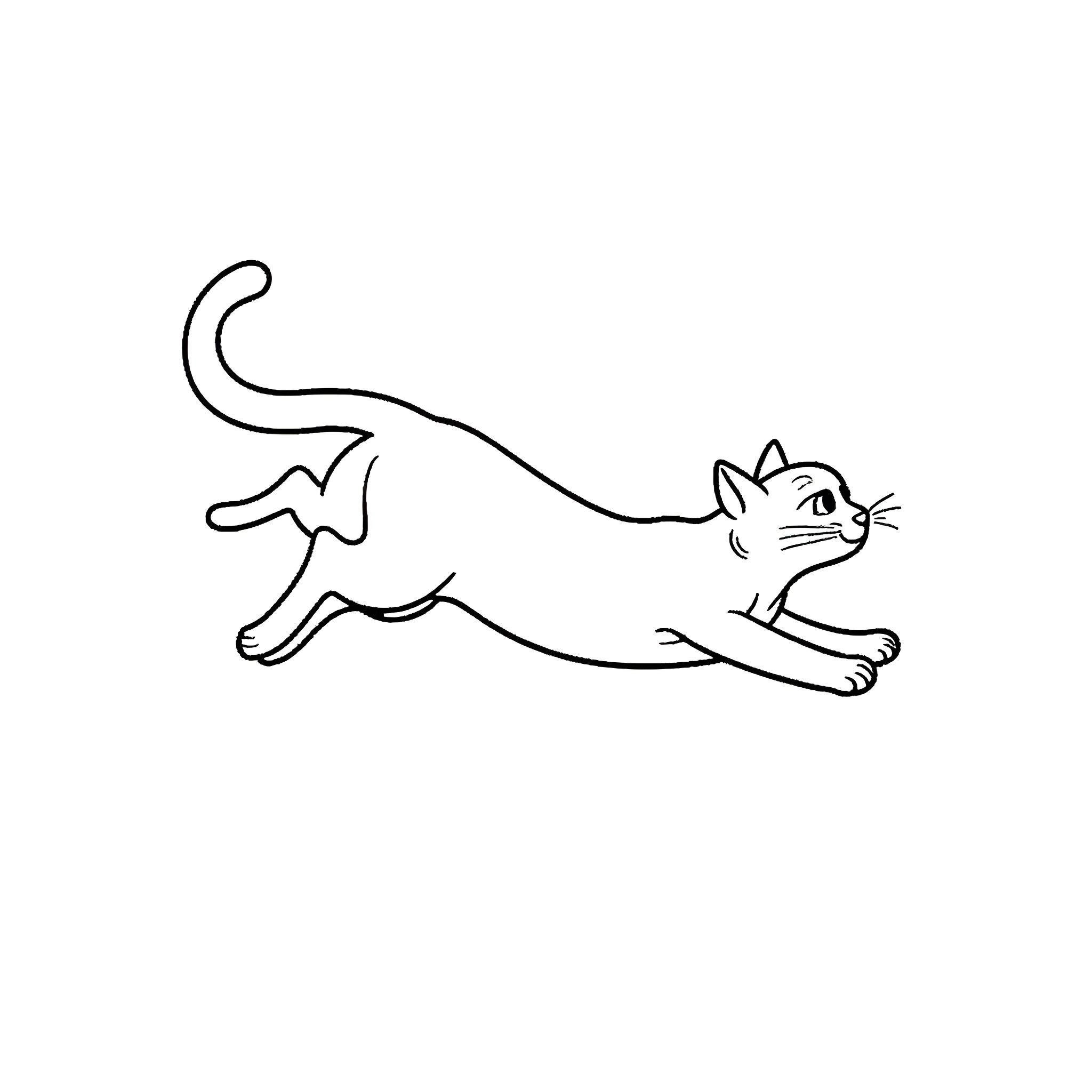 Cat stretching playfully Coloring Page (free black-and-white line drawing printable PDF for all, from beginners to advanced learners, including children, teens, adults, and seniors)