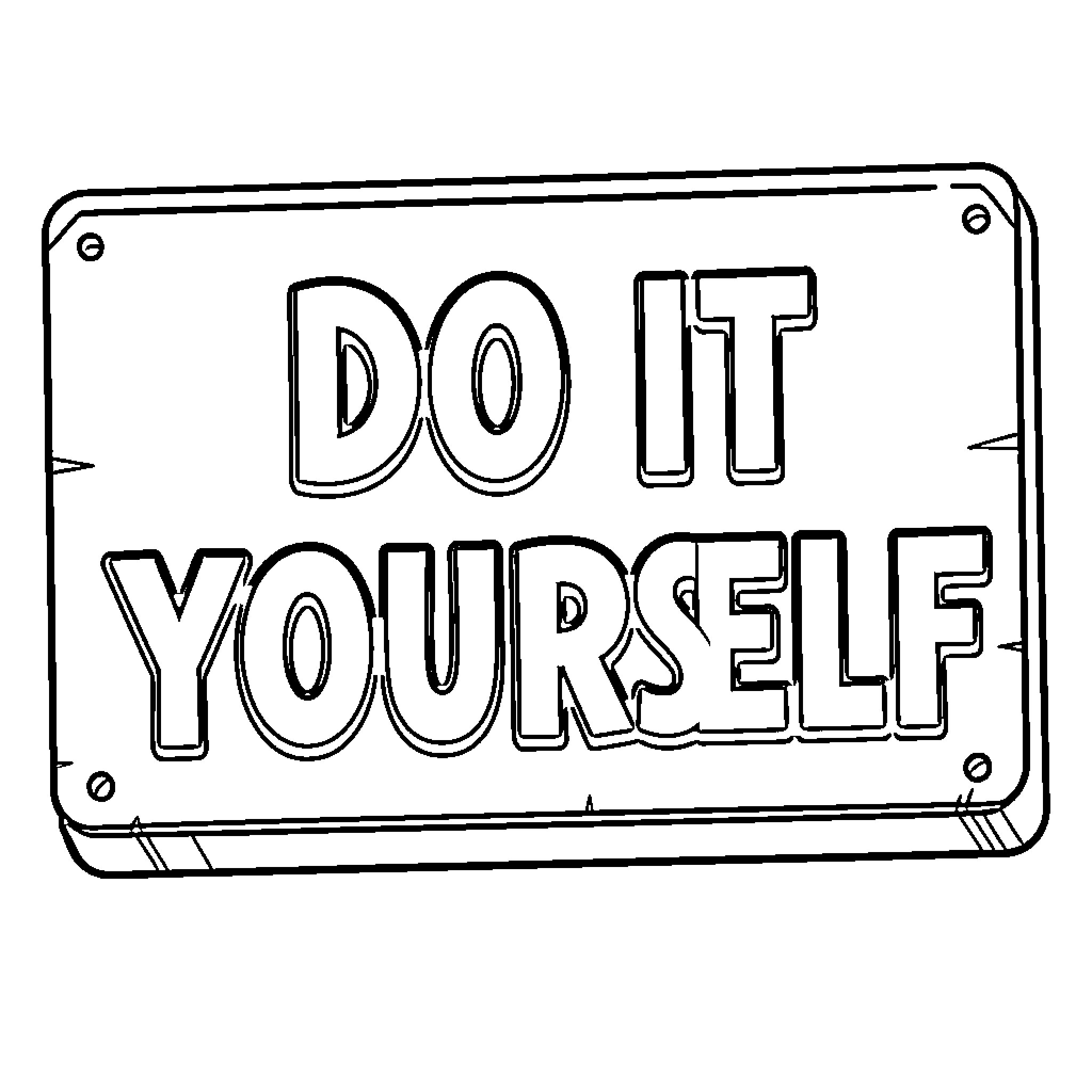 Do It Yourself with Motivational Text Coloring Page (free black-and-white line drawing printable PDF for all, from beginners to advanced learners, including children, teens, adults, and seniors)