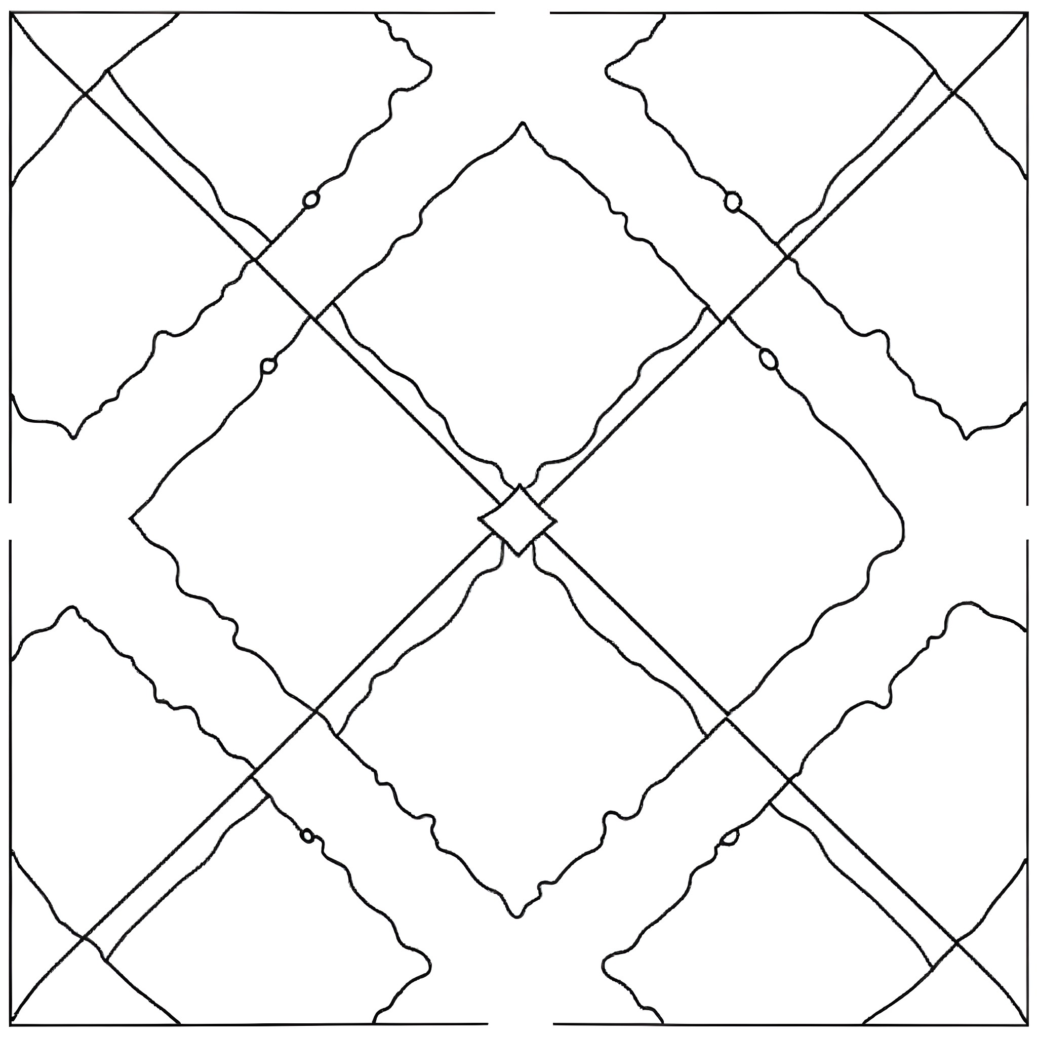 Geometric Pattern of Intersecting Lines Coloring Page (free black-and-white line drawing printable PDF for all, from beginners to advanced learners, including children, teens, adults, and seniors)