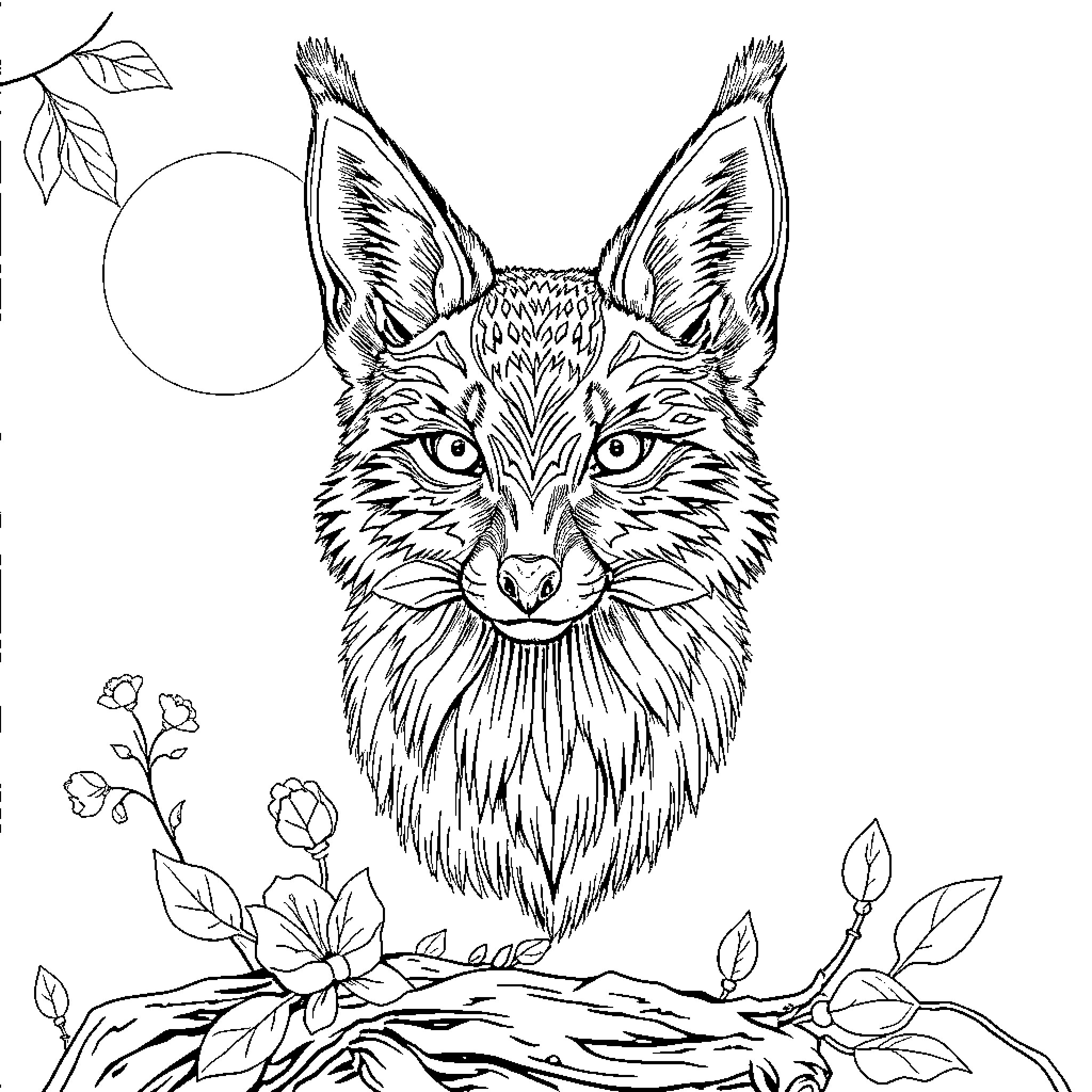 Spider-like creature gazing intensely in a natural setting Coloring Page (free black-and-white line drawing printable PDF for all, from beginners to advanced learners, including children, teens, adults, and seniors)