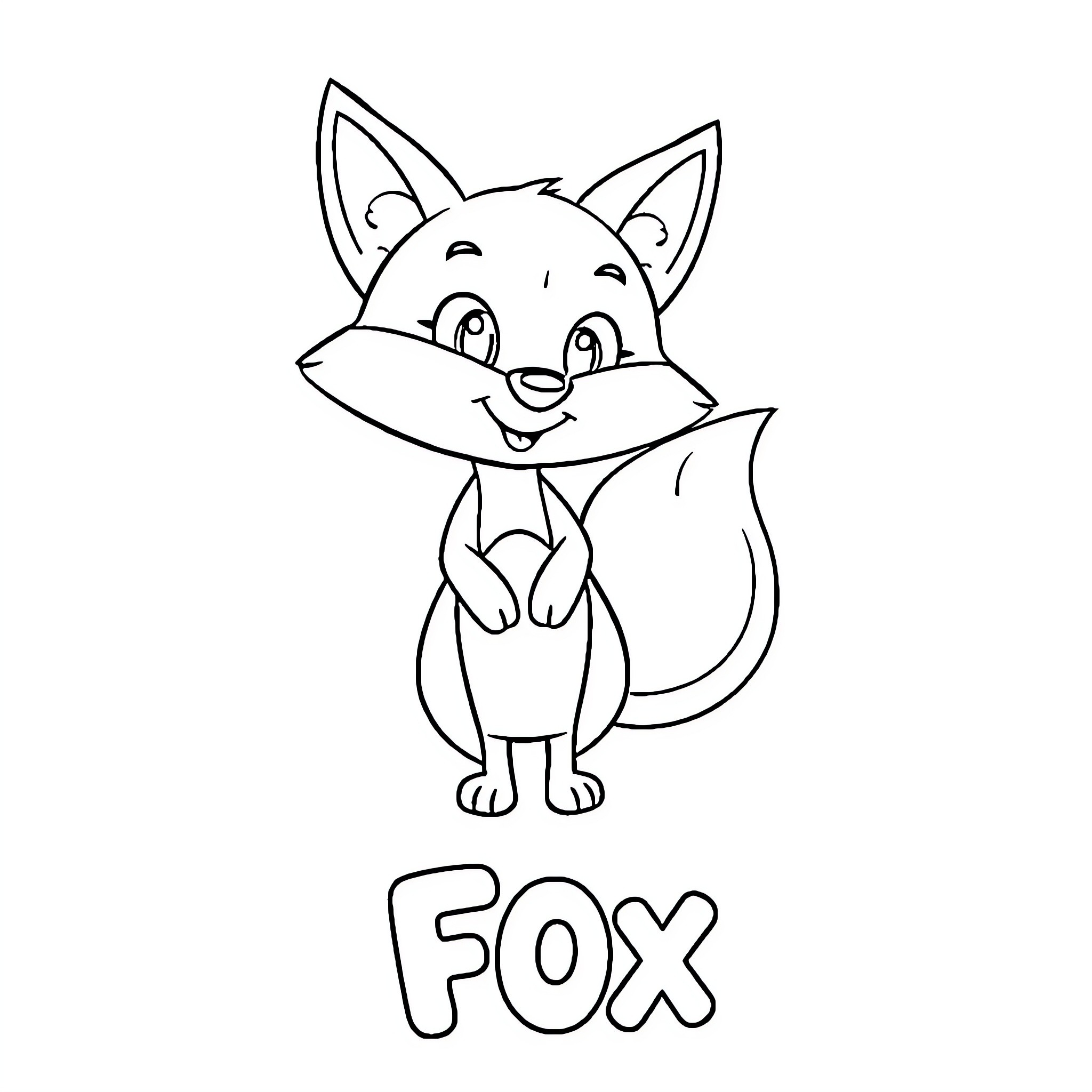 Fox playfully waving with cute expression Coloring Page (free black-and-white line drawing printable PDF for all, from beginners to advanced learners, including children, teens, adults, and seniors)