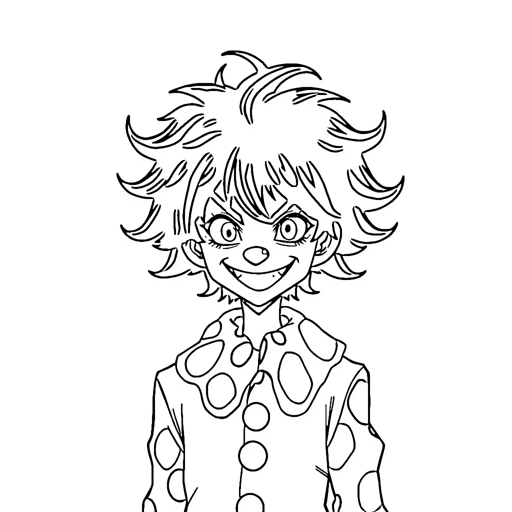 Hisoka's Mischievous Antics Coloring Page (free black-and-white line drawing printable PDF for all, from beginners to advanced learners, including children, teens, adults, and seniors)