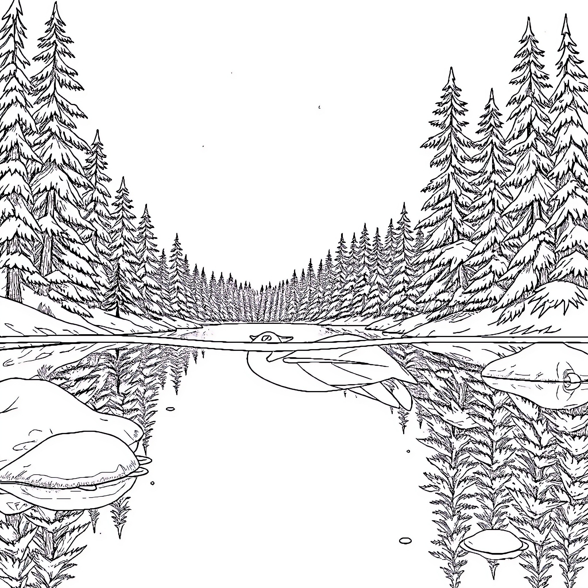 Elsa's Winter Wonderland Coloring Page (free black-and-white line drawing printable PDF for all, from beginners to advanced learners, including children, teens, adults, and seniors)