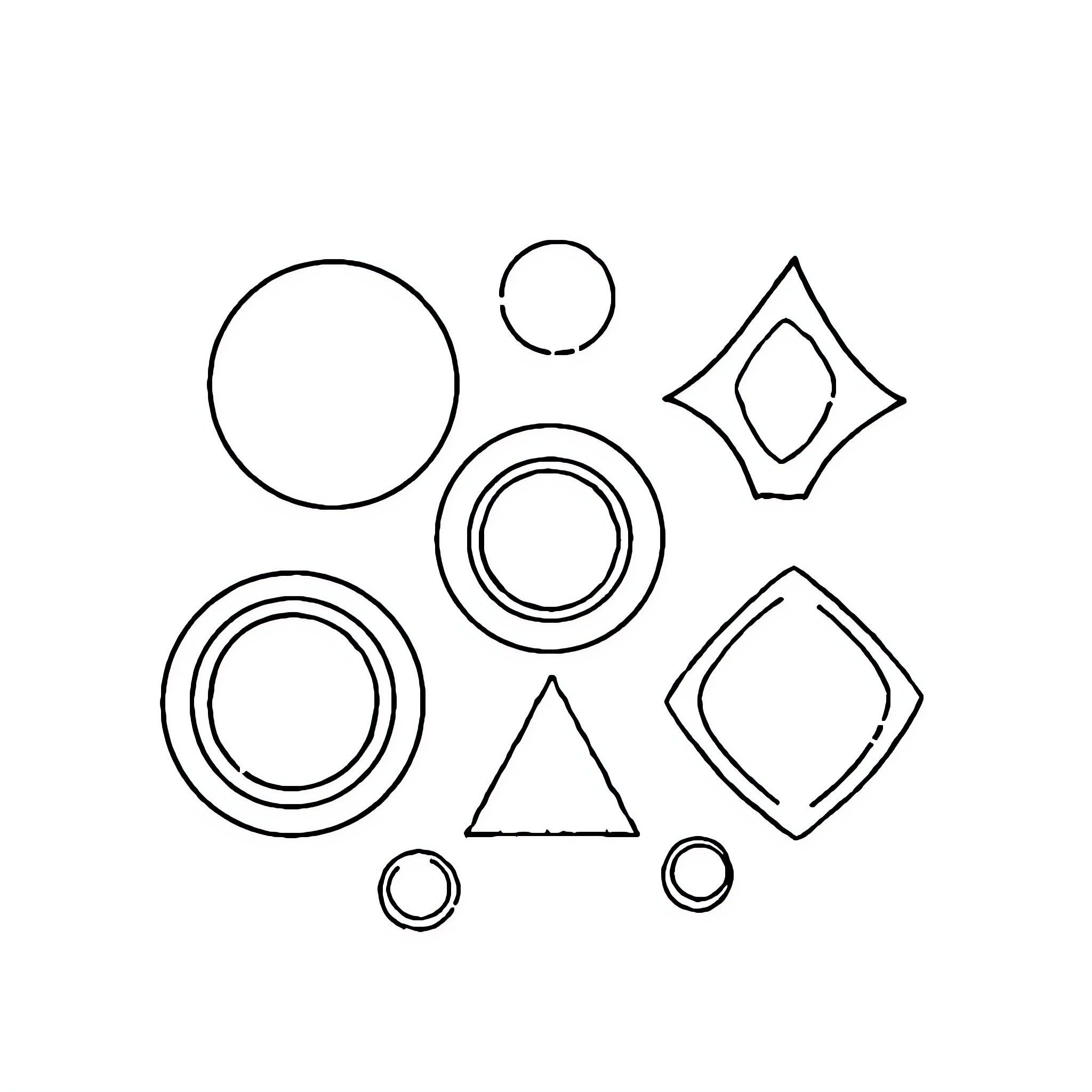 Shape Arrangement of Geometric Figures Coloring Page (free black-and-white line drawing printable PDF for all, from beginners to advanced learners, including children, teens, adults, and seniors)